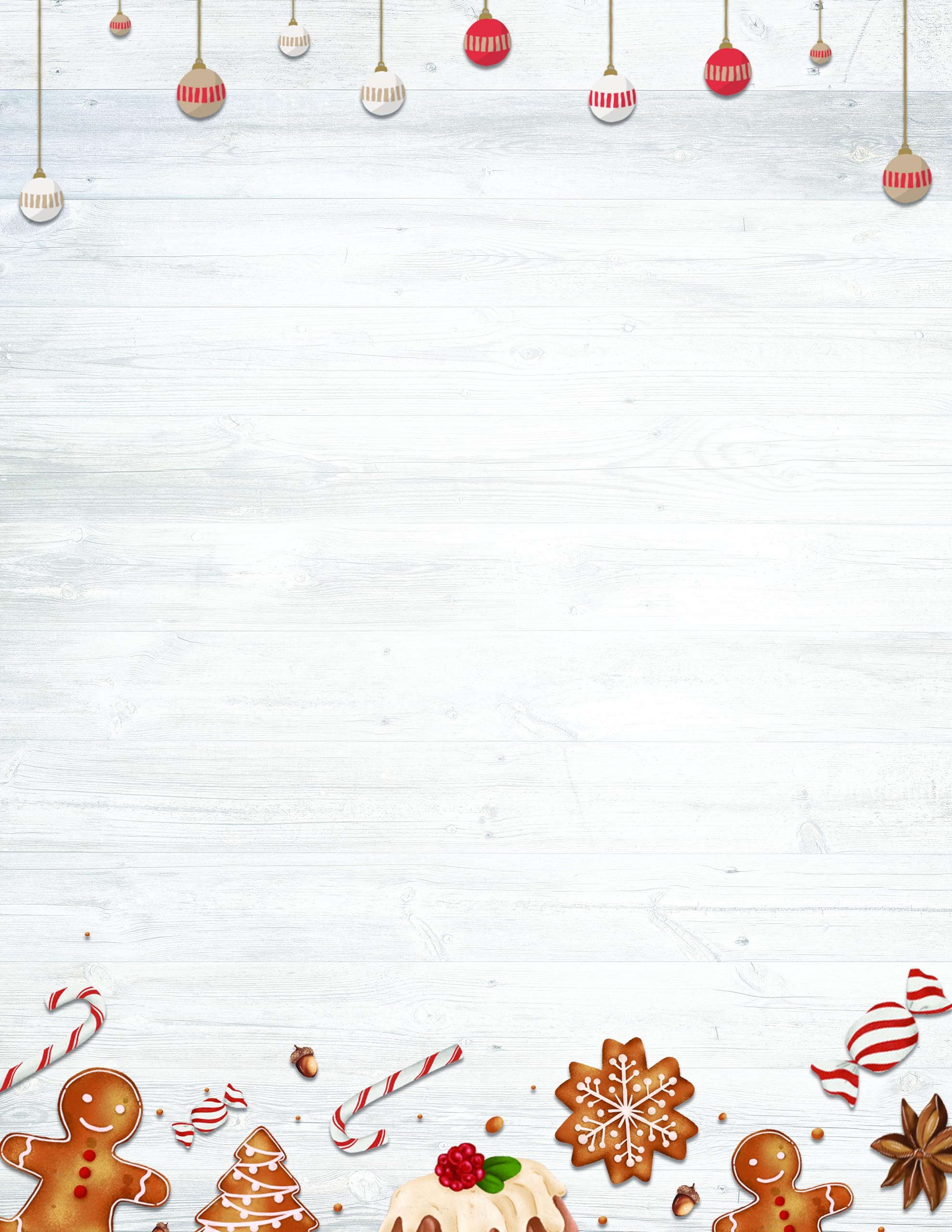 Christmas Treats Stationery Paper - 80 Sheets 8.5x11 Holiday Letterhead For Invites & Letters