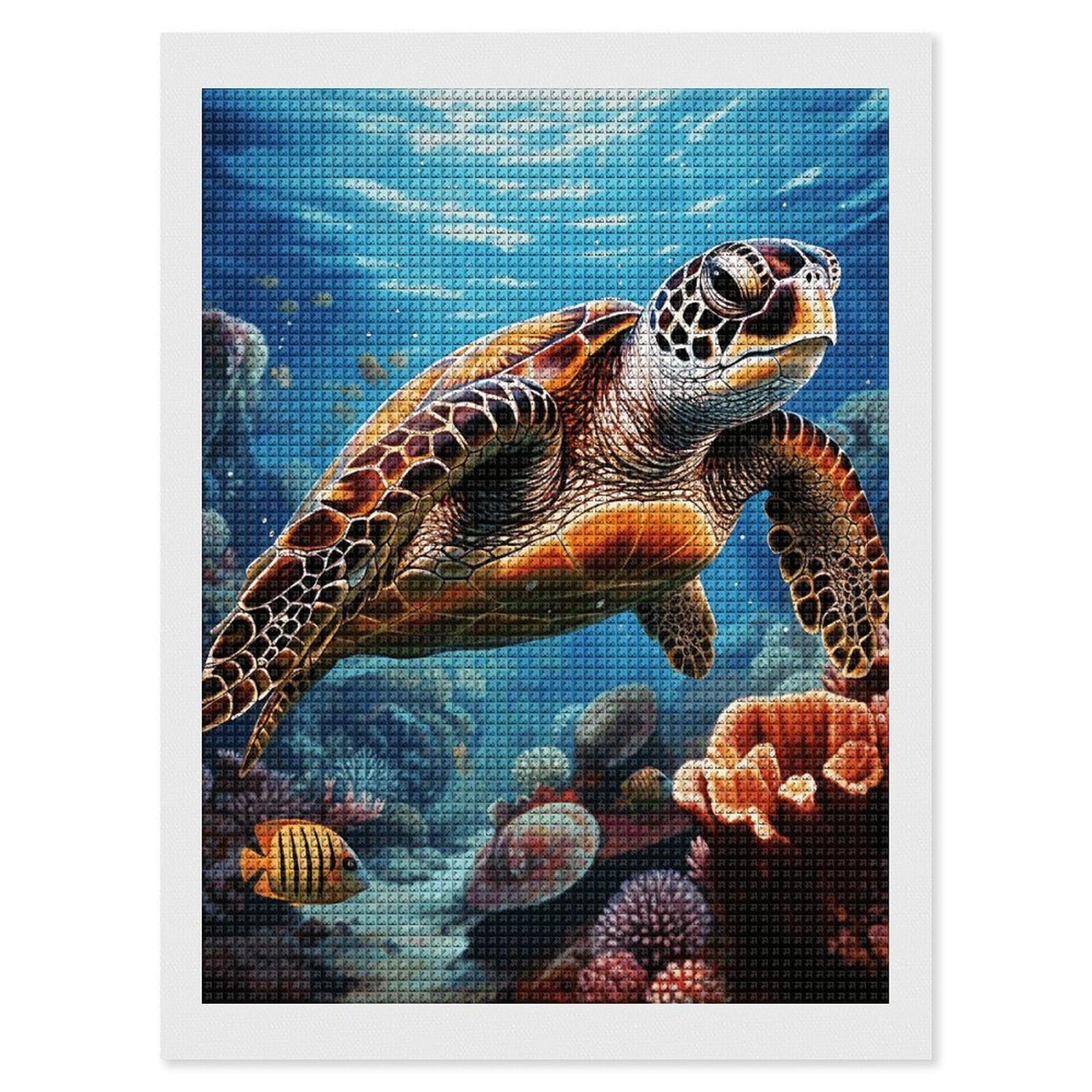 Sea Turtles Diamond Painting Diamond Art Kits for Adults, DIY 5D Diamonds Painting Kits for Beginner, Round Full Drill Diamond Dots Painting, 12"x16" Diamonds Pictures Gem Art and Crafts Wall Decor