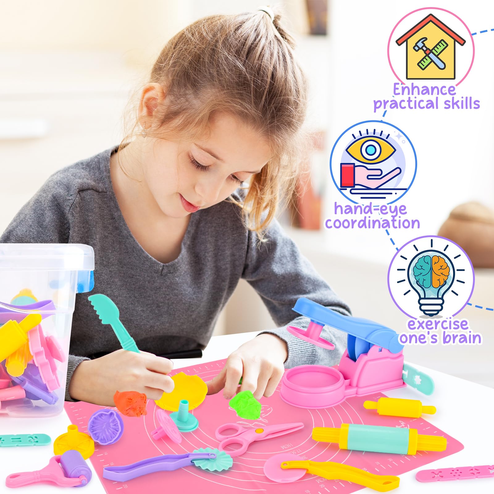 Miniland Utensilios para Plastilina y Arcilla, 5 Herramientas para Juego, Plástico de Fabricación Nacional, Niños y Niñas a Partir de 3 Años, Aula