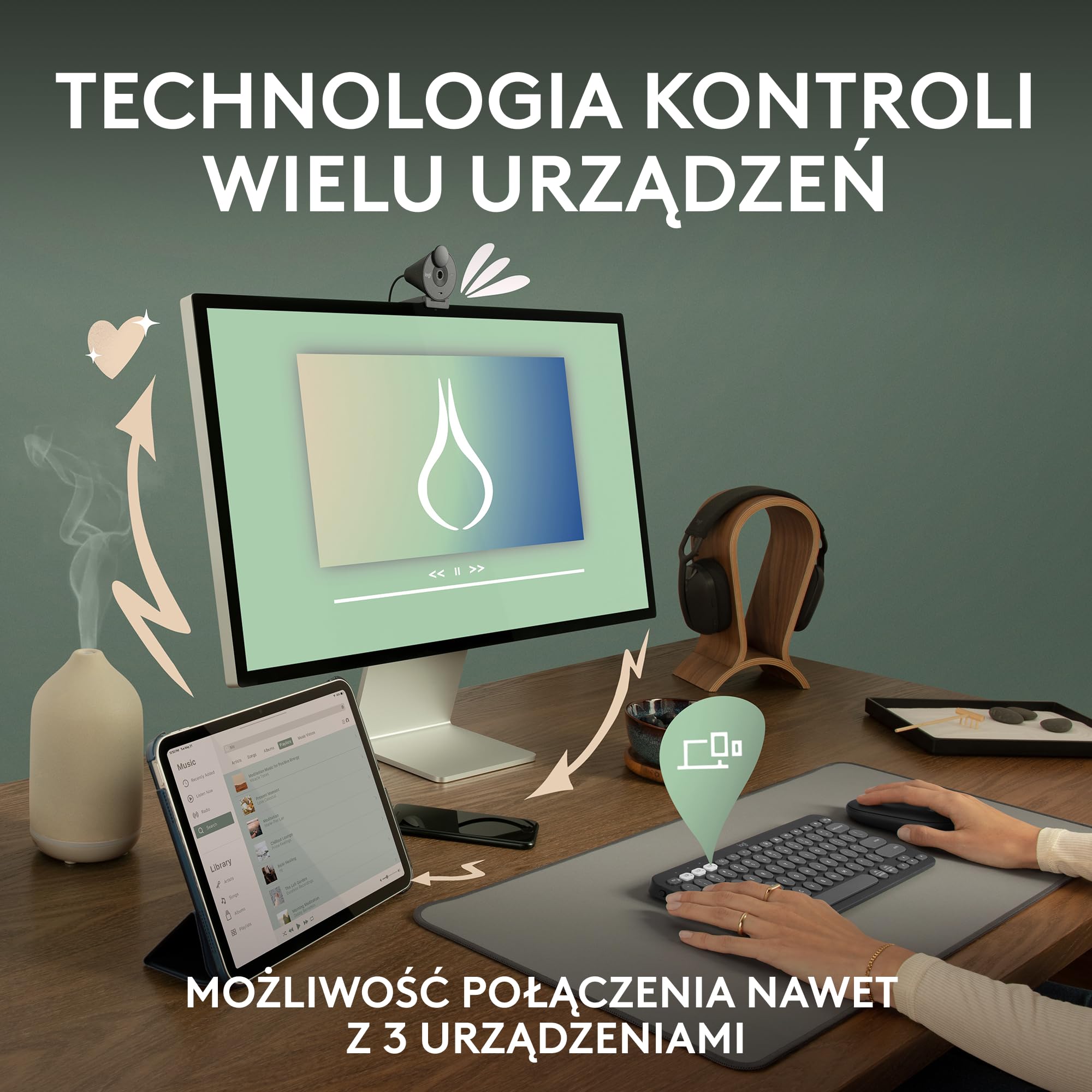 Logitech Pebble 2 Combo, Bezprzewodowa klawiatura i mysz, cicha i przenośna, personalizowana, Logi Bolt, Bluetooth, Easy-Switch dla Windows, macOS, iPadOS, Chrome,QWERTY układ US international, Różowy