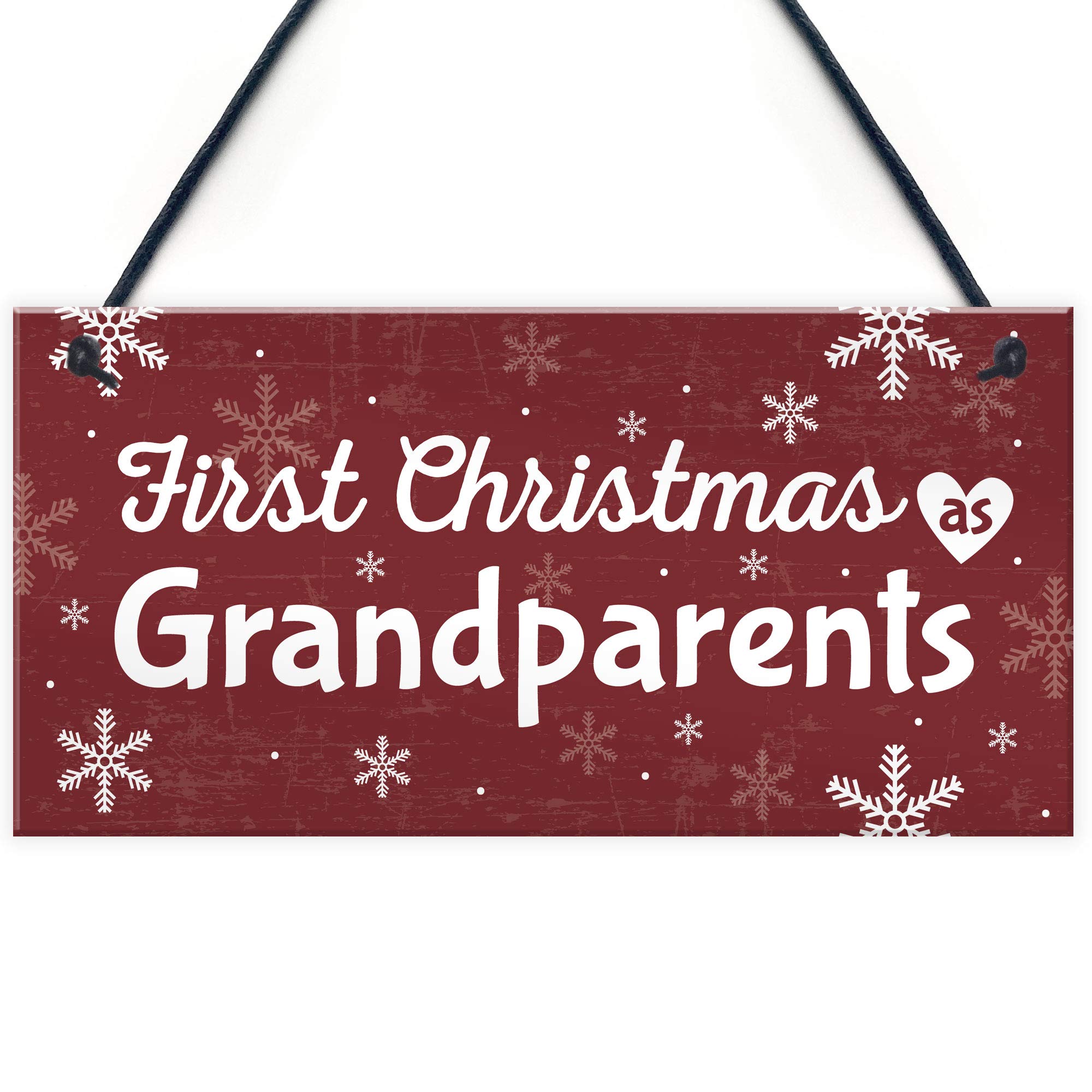 Red Ocean First 1st Christmas As Grandparents Plaque Xmas Gift For NAN Grandad Mum Dad