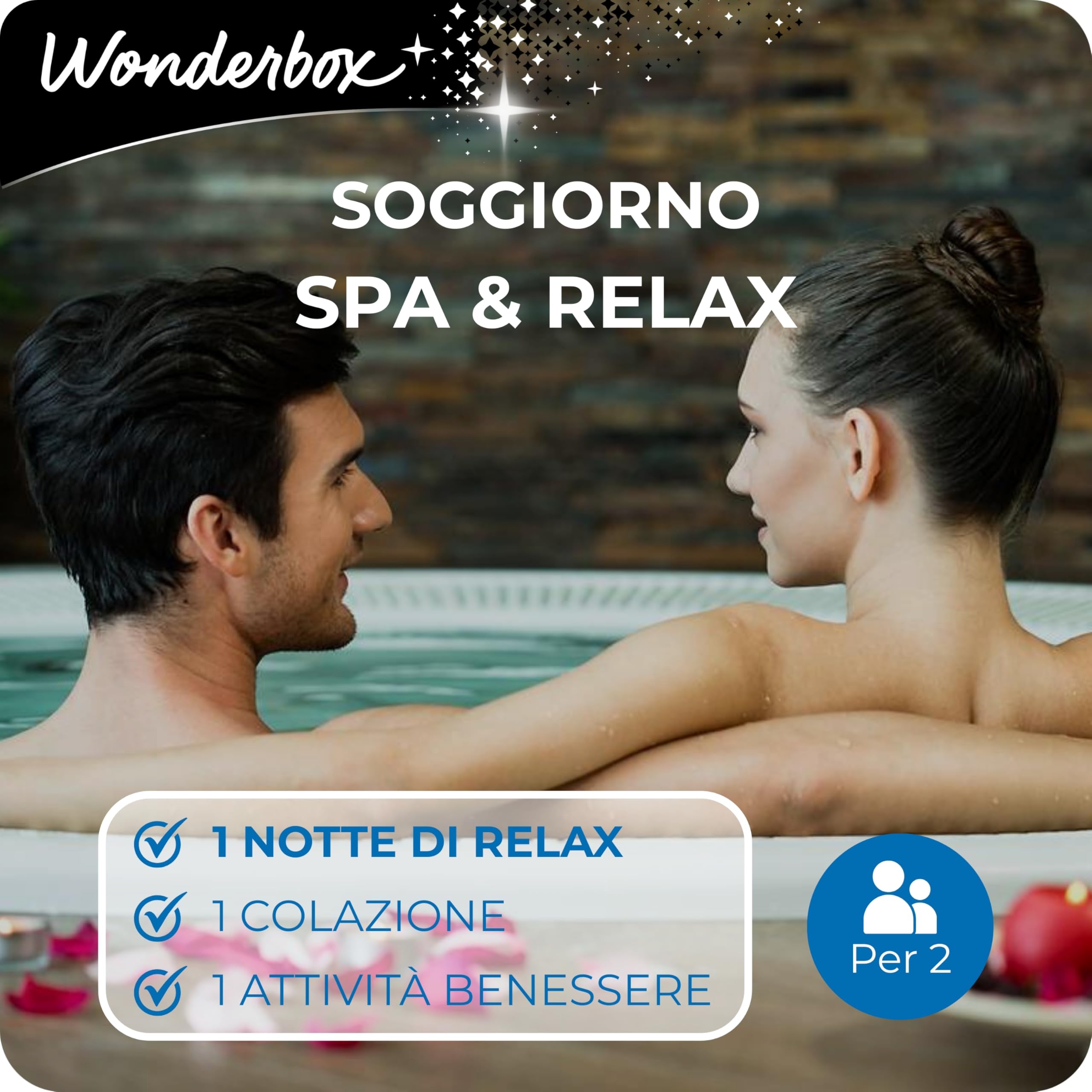 Wonderbox - Cofanetto Regalo - Soggiorno Spa & Relax - 1 Notte + Colazione + 1 attività Benessere - per 2 Persone - Hotel Spa e Benessere, Hotel 5*, 4* e 3*, Resort… | 1 notte + colazione + 1 attività benessere - Più di 2000 soggiorni - Hotel spa e beness