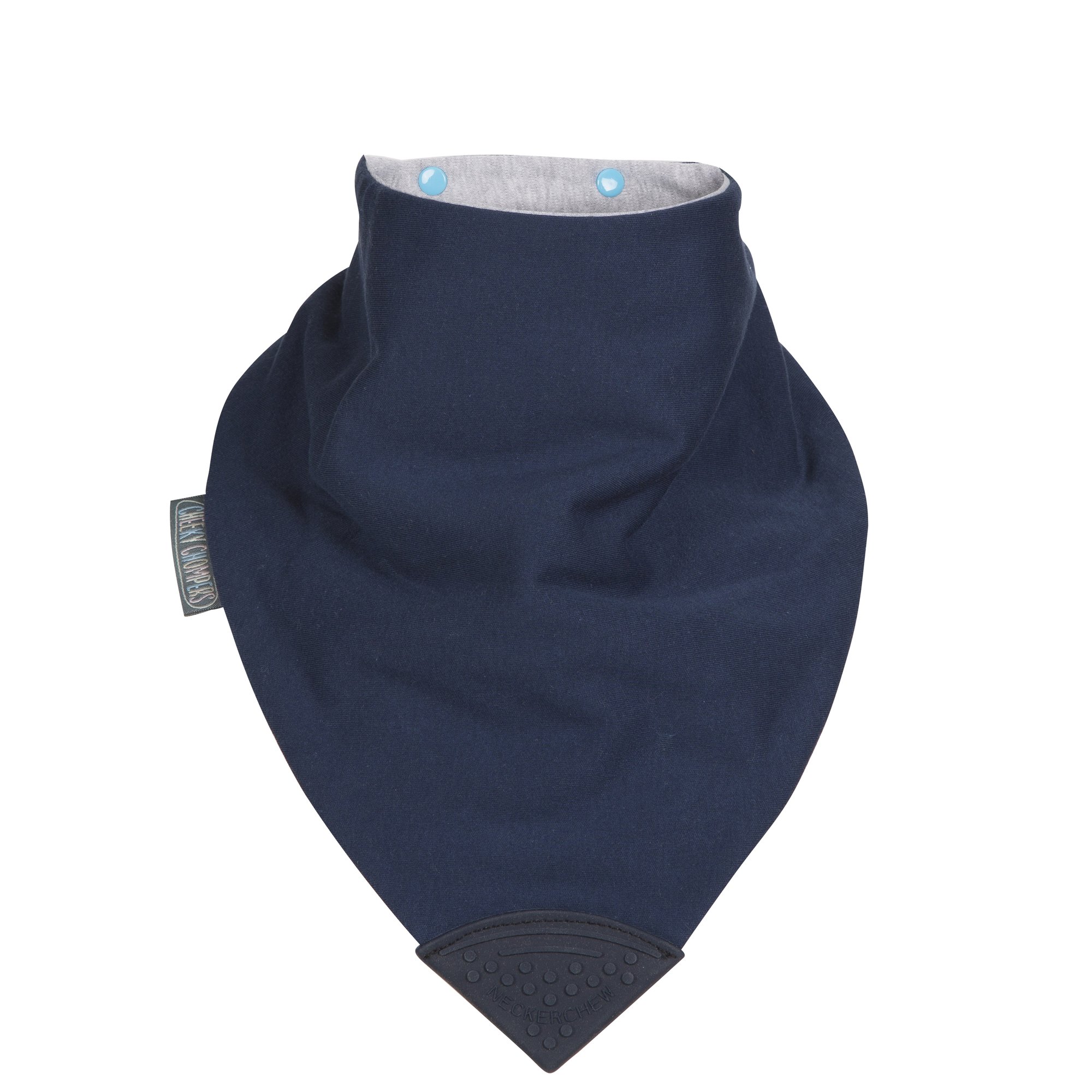 Bandana Bib with Sensory Chew | Special Needs | Single Reversible Bib with 2 Designs: Navy & Grey | Oral, Motor, Anxiety Relief | Large Size for Older Children & Adults