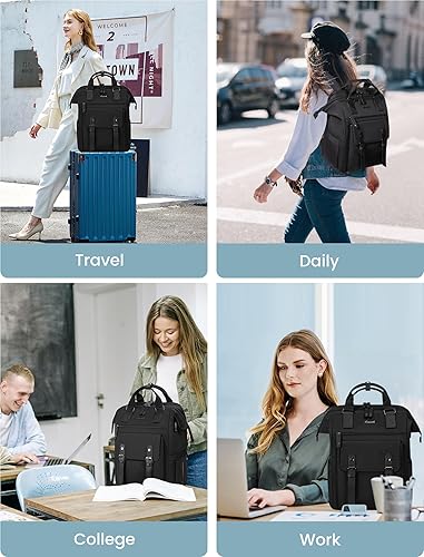 Miniatura 6 de LOVEVOOK Mochila para computadora portátil para mujer, mochila de viaje para trabajo, viajes y viajes, bolsas escolares universitarias, 1