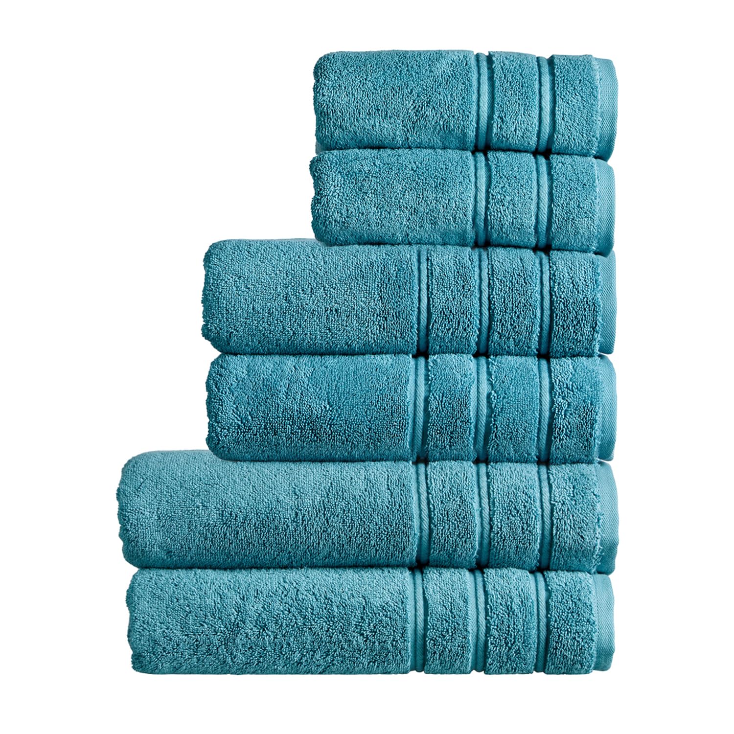 Christy Jade Antalya Family Towel Set | 6 Piece | 100% Turkish Cotton | 600Gsm | Soft Plush Luxury Towel Set | 2 Bath Sheets 2 Bath Towels 2 Hand Towels | Quick Dry | Teal