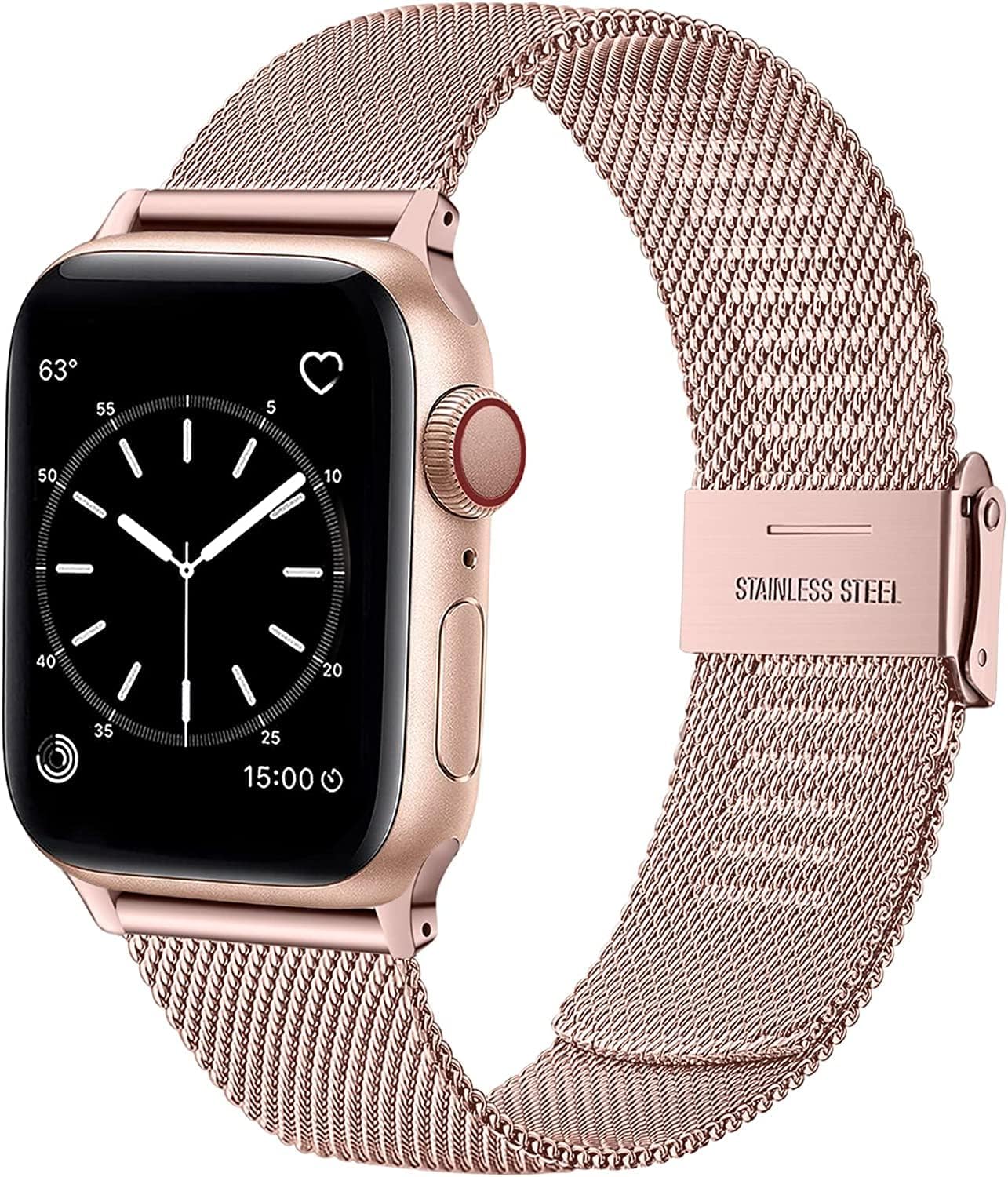 baklon 2 Pezzi Compatibile con Cinturino Apple Watch 38/40/41/42mm, Cinturino in Acciaio Inossidabile di Sportivo Compatibile con iWatch series Ultra2/Ultra/SE2/SE/9 8 7 6 5 4 3 2 1 Oro r rosa