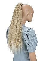 Vista 6 de PRETTYSHOP 16" Hairpiece Clip On Ponytail Extension Slight Wavy With Velcro Black Gray Mix HCK208