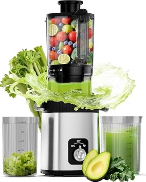COWSAR Cold Press Juicer - Juicer Machines with 4.35" Wide Feed Chute, High Juice Yield for Whole Fruits & Vegetables, Slow Masticating Cold Press Juicer for Nutrient Retention, Easy to Clean