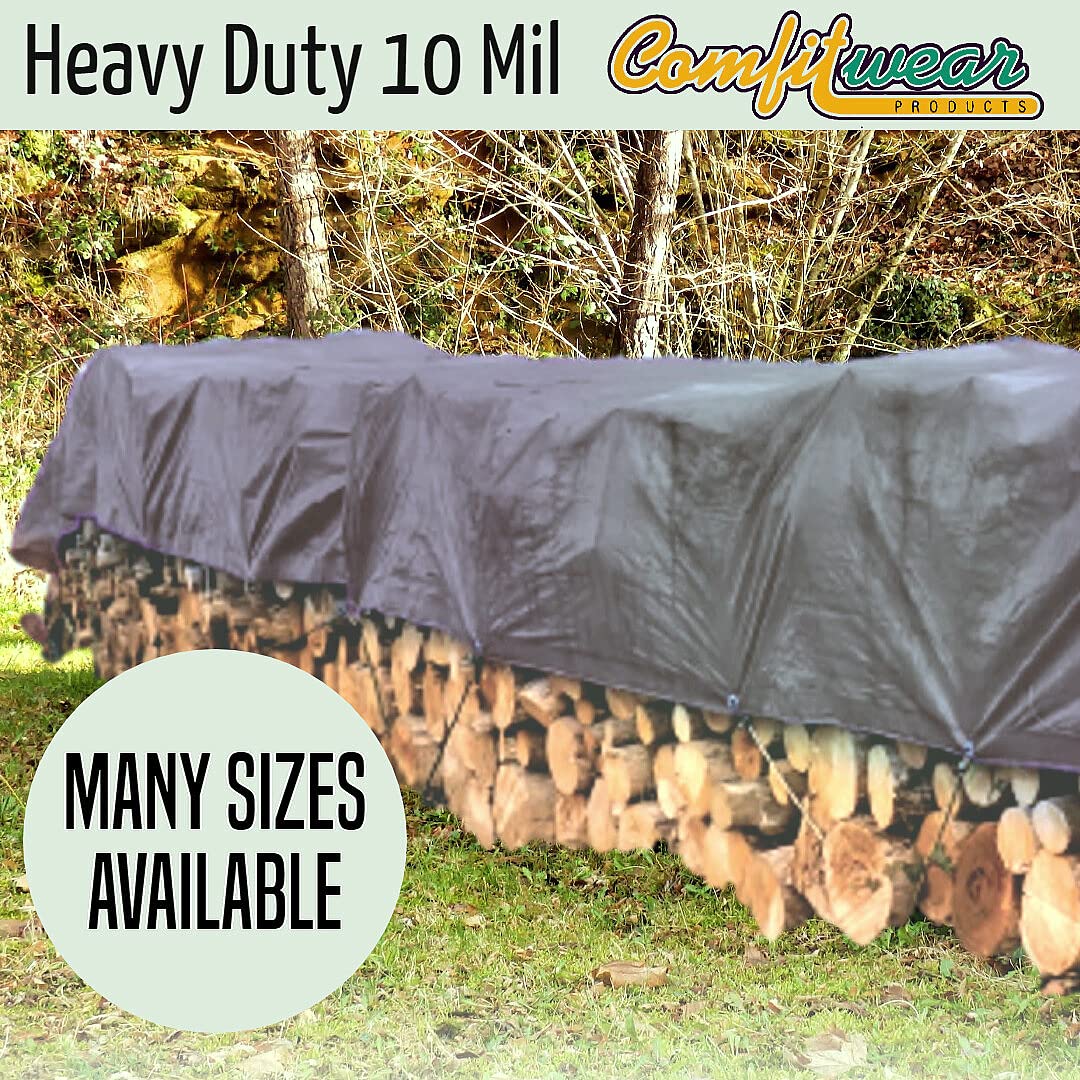 10' x 20' Heavy Duty Silver/Black Waterproof UV Blocking 10 Mil Poly Tarp