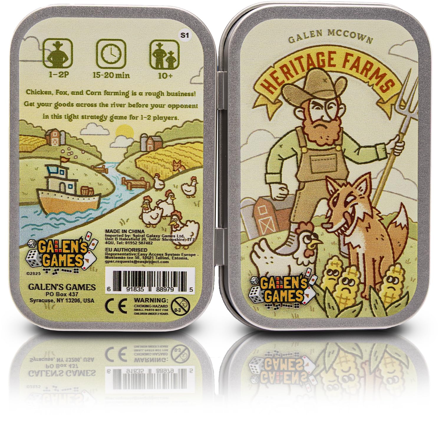 Galen's Games Heritage Farms Strategy Family Games for Teens & Adults in Pocket-Sized Mint Tin, Portable & Compact Travel Card Game for Family Game Night Fun, Easy to Play, Ages 12+, 1–2 Players