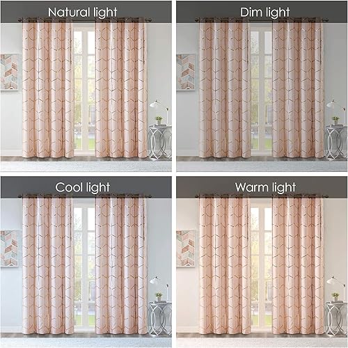 Miniatura 9 de Intelligent Design Cortina blackout Raina, estampado metálico, ojales y aislamiento térmico Cortina para dormitorio, sala de estar y dormitorio que