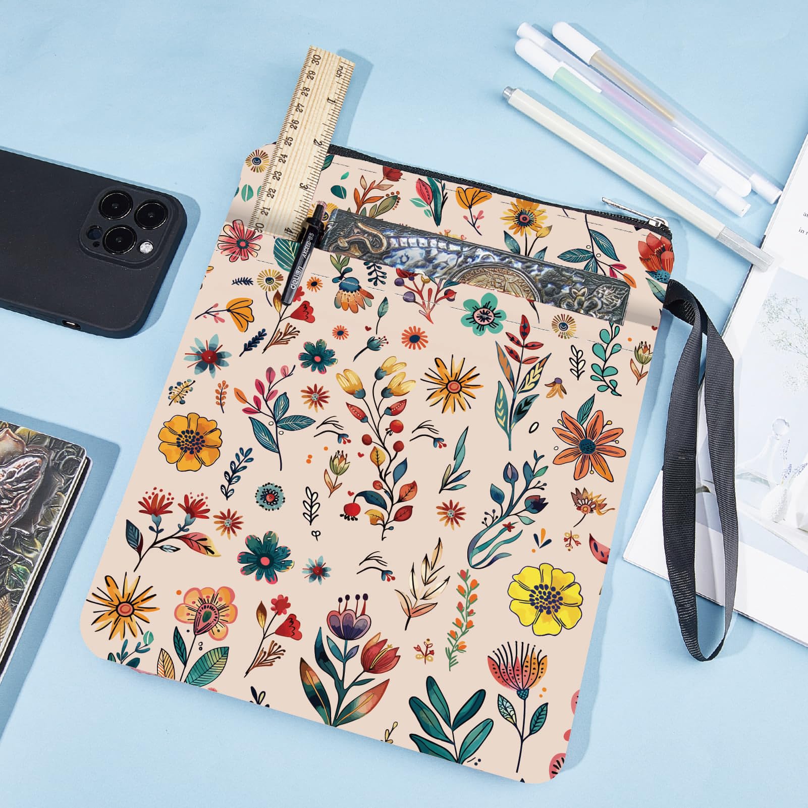 Custodia Per Libri A Fiore CRASPIRE - Copertina Lavabile Con Cerniera | Tasca Extra