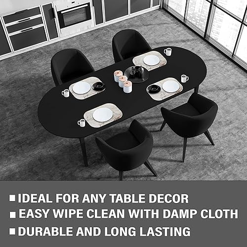 Miniatura 4 de Dainty Home Manteles individuales ovalados de corcho con mármol rosa dorado, resistentes al calor, antideslizantes, fáciles de limpiar para una cena