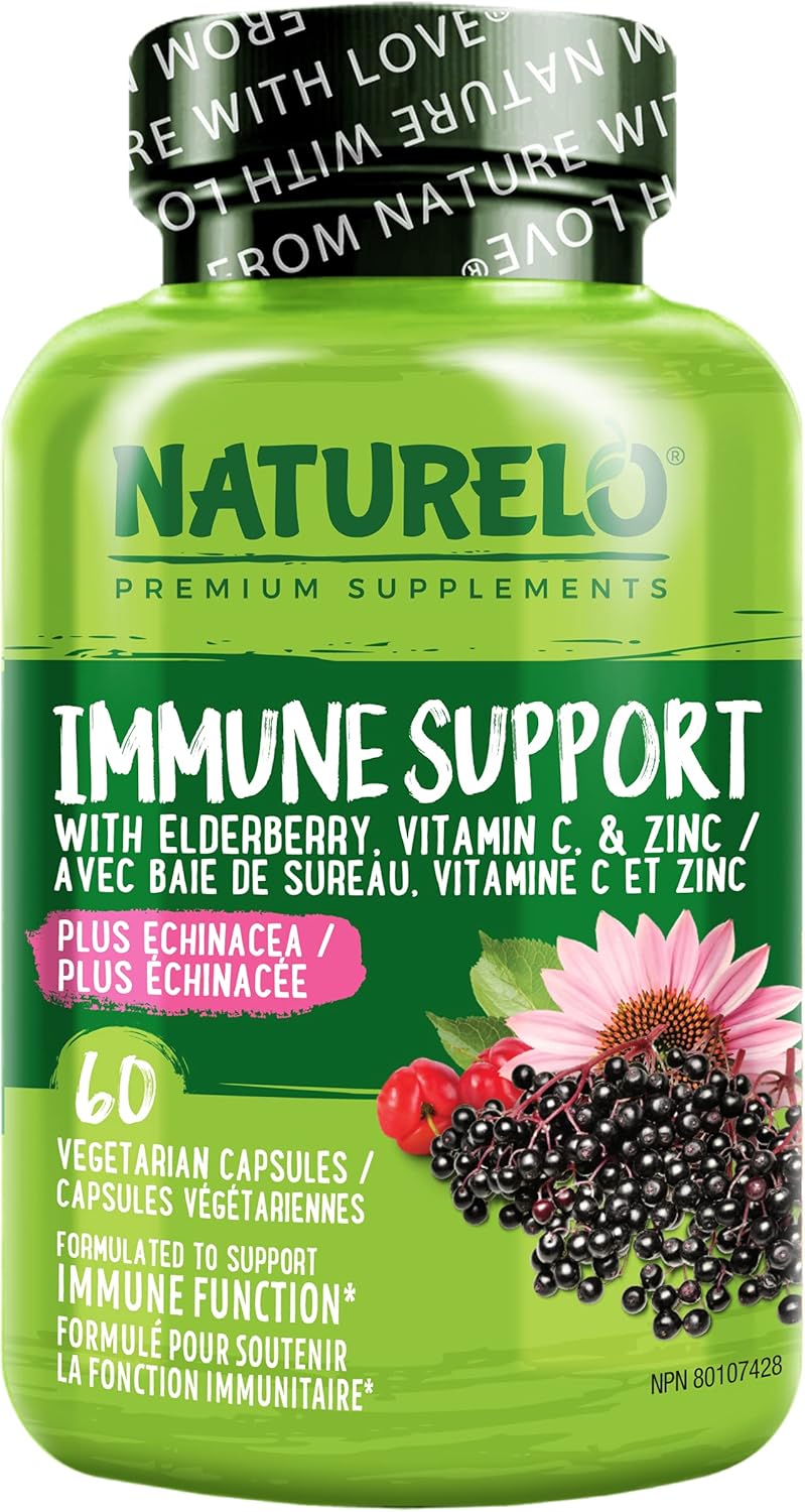 NATURELO Immune Support Organic Vitamin C, Elderberry, Zinc, Plus