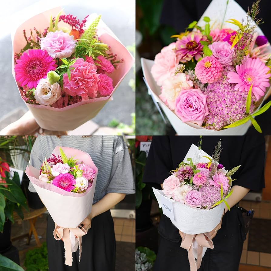 Amazon | 【季節の花束 ピンクブーケ】 (ラウンドタイプ