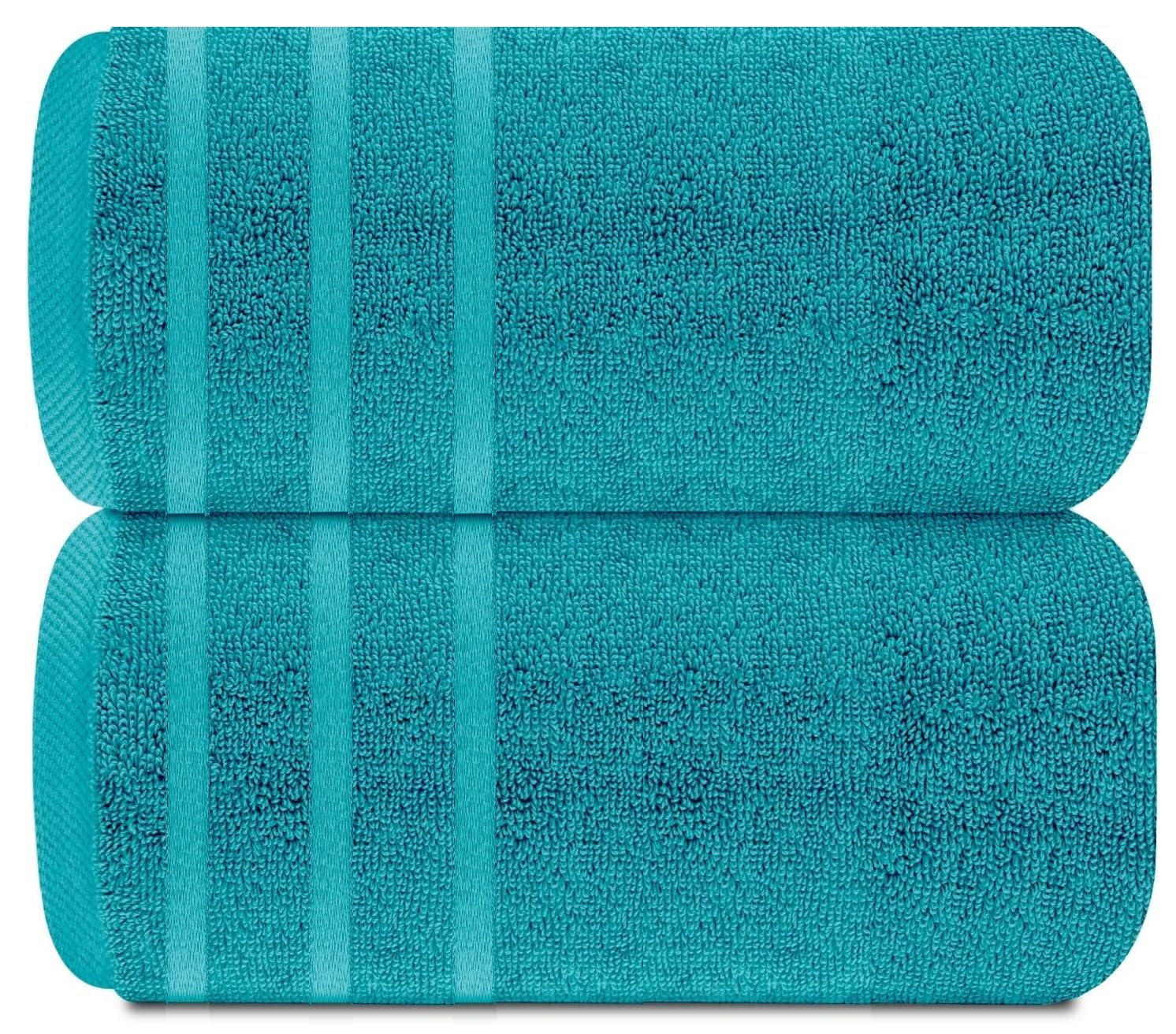 TEXTILESY Pack of 2 Super Jumbo Bath Sheet Premium 100% Egyptian Combed Cotton 100 x 200 cm-600 GSM Super Soft Large Bath Sheet Towels (Cotton, Teal)