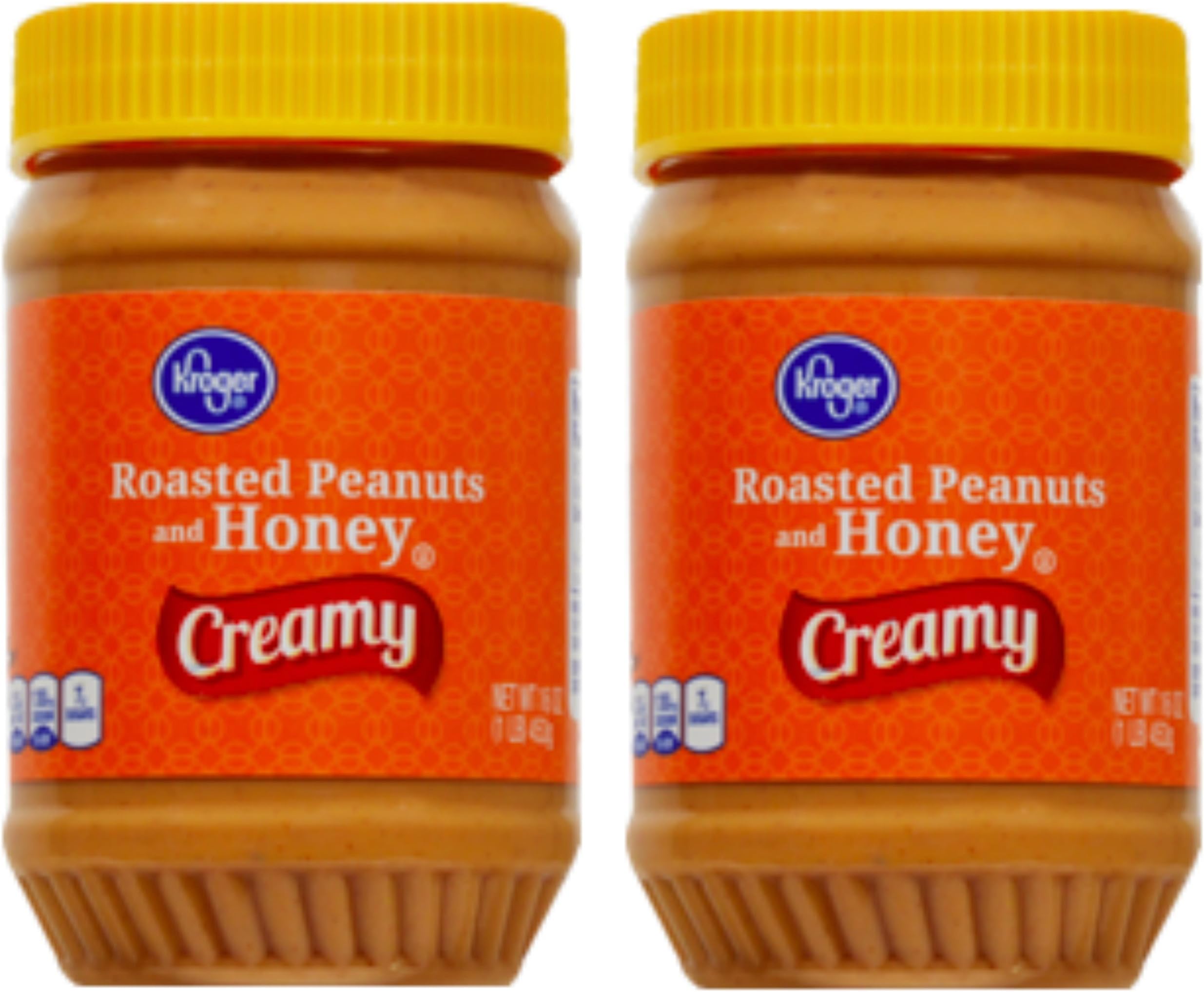 Kroger Roasted Peanuts and Honey Creamy Peanut Butter 16 oz (2 pack)