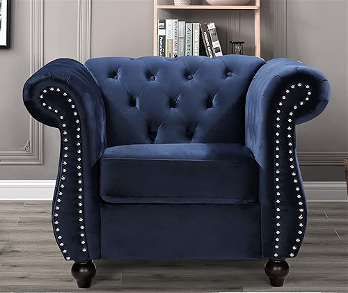 Miniatura 1 de US Pride Furniture Sofás tapizados de terciopelo moderno para sala de estar, 40.6 pulgadas de ancho, color azul oscuro