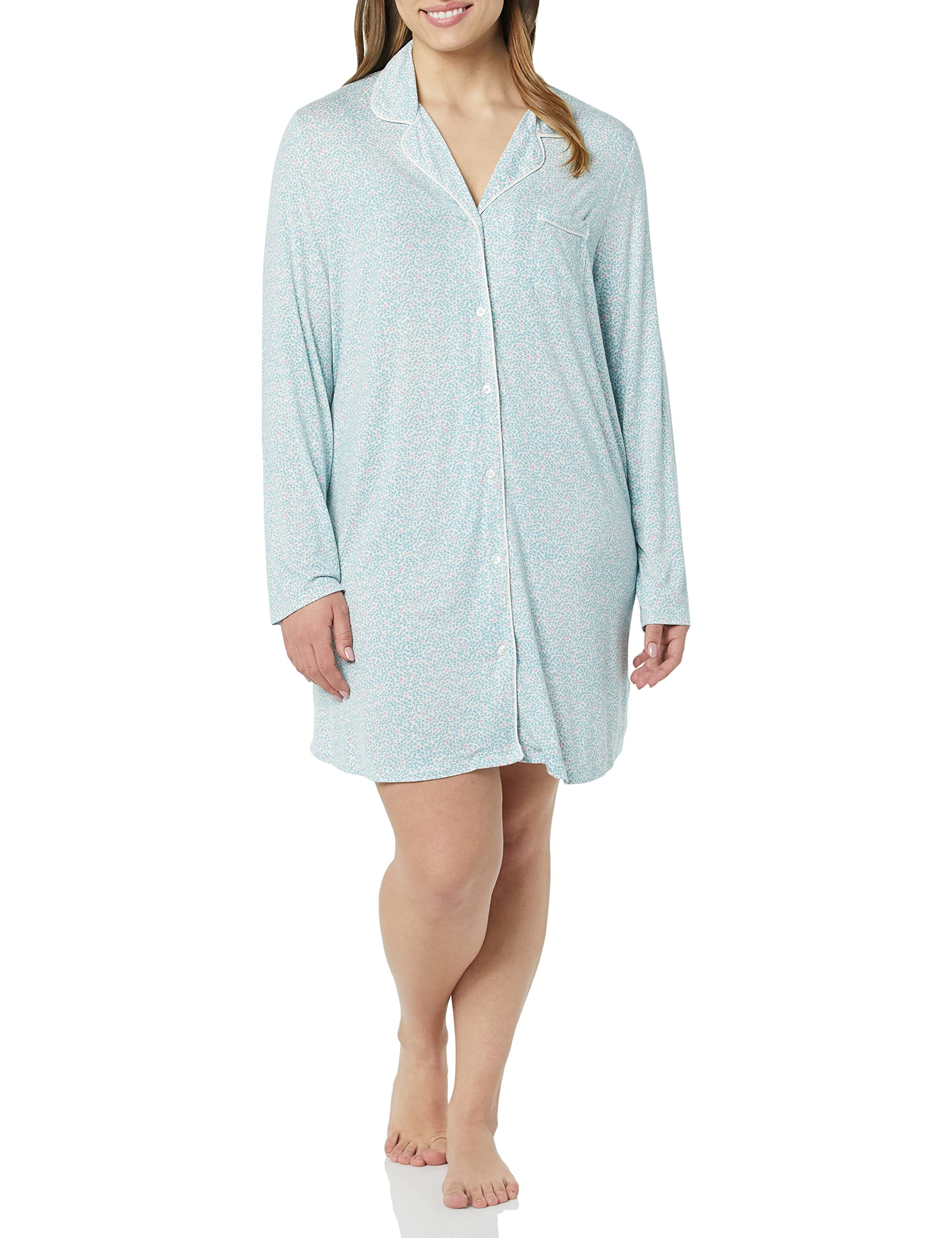 Amazon Essentials Women's Piped Nightshirt (Available in Plus Size)
