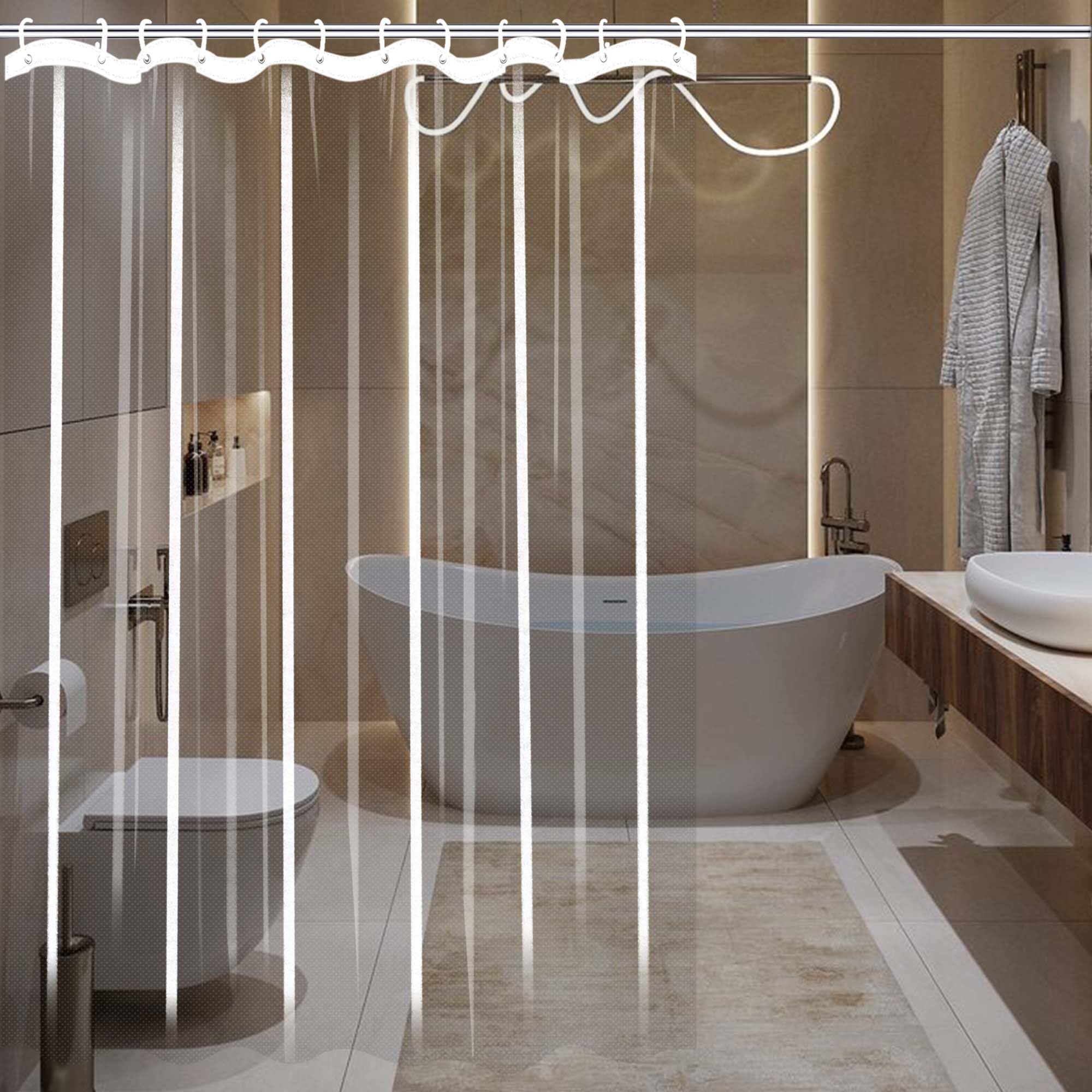 Rideau de baignoire transparent pour illuminer votre douche matinale