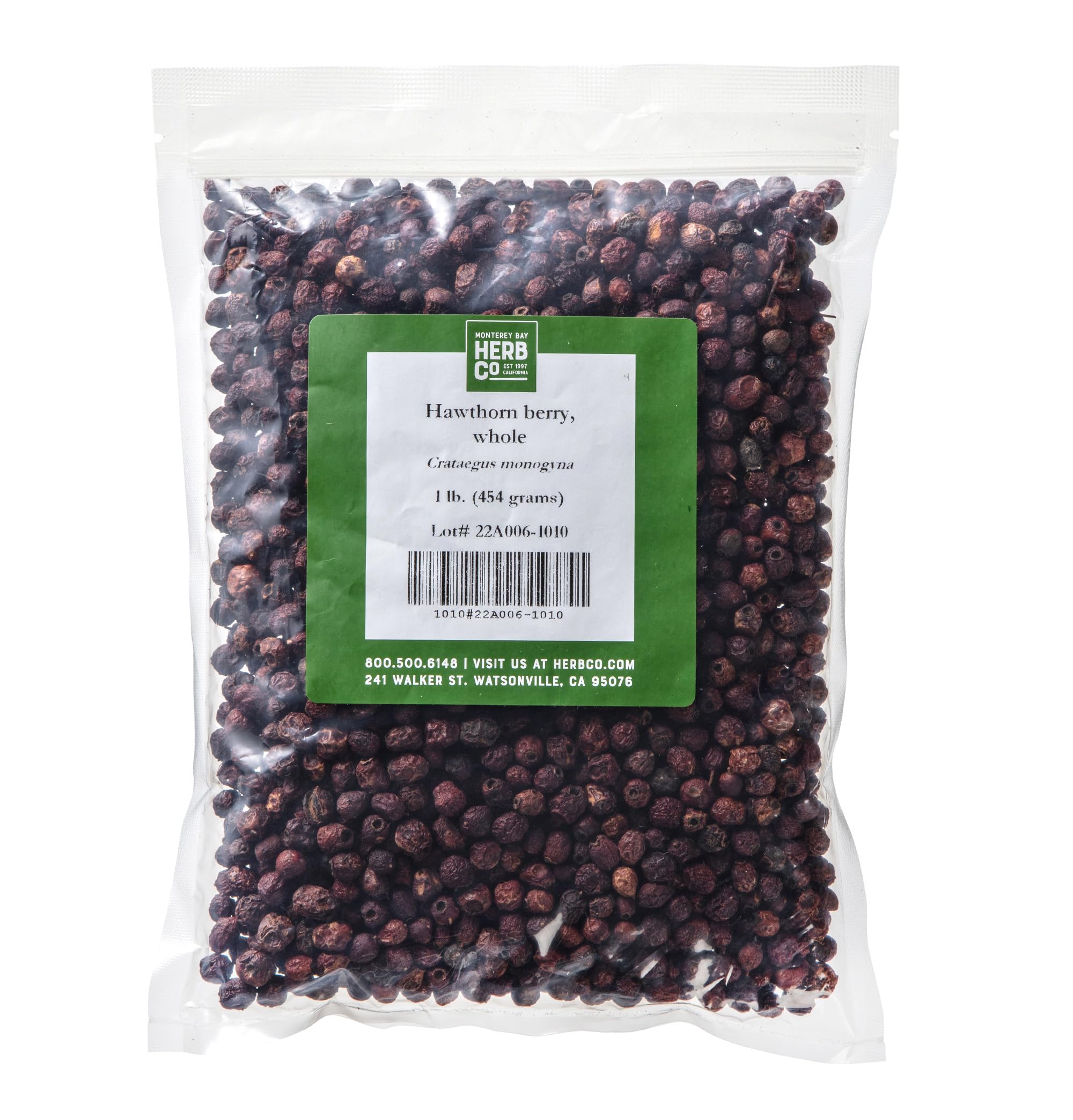 Hawthorn Berries Whole, by Herb Co, Crataegus Monogyna L, Haws, Wild Crafted from Albania & Bulgaria, Kosher, for Tea, Jams, Alcoholic Beverages, Syrups, Mouthwash & Toothpaste, 1 lb 16 Ounce (Pack of 1)