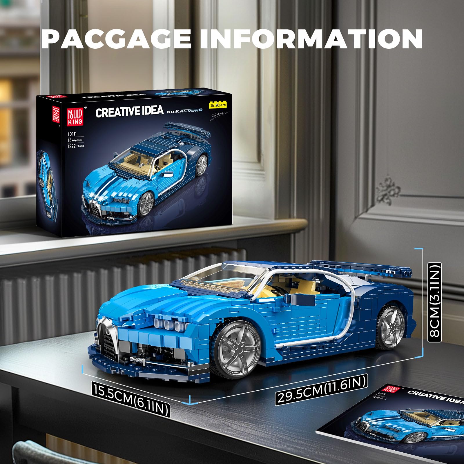 Mould King 10111 Hypersport zestaw klocków do budowy samochodu sportowego dla fanów budowy supersamochodów (1222 części)