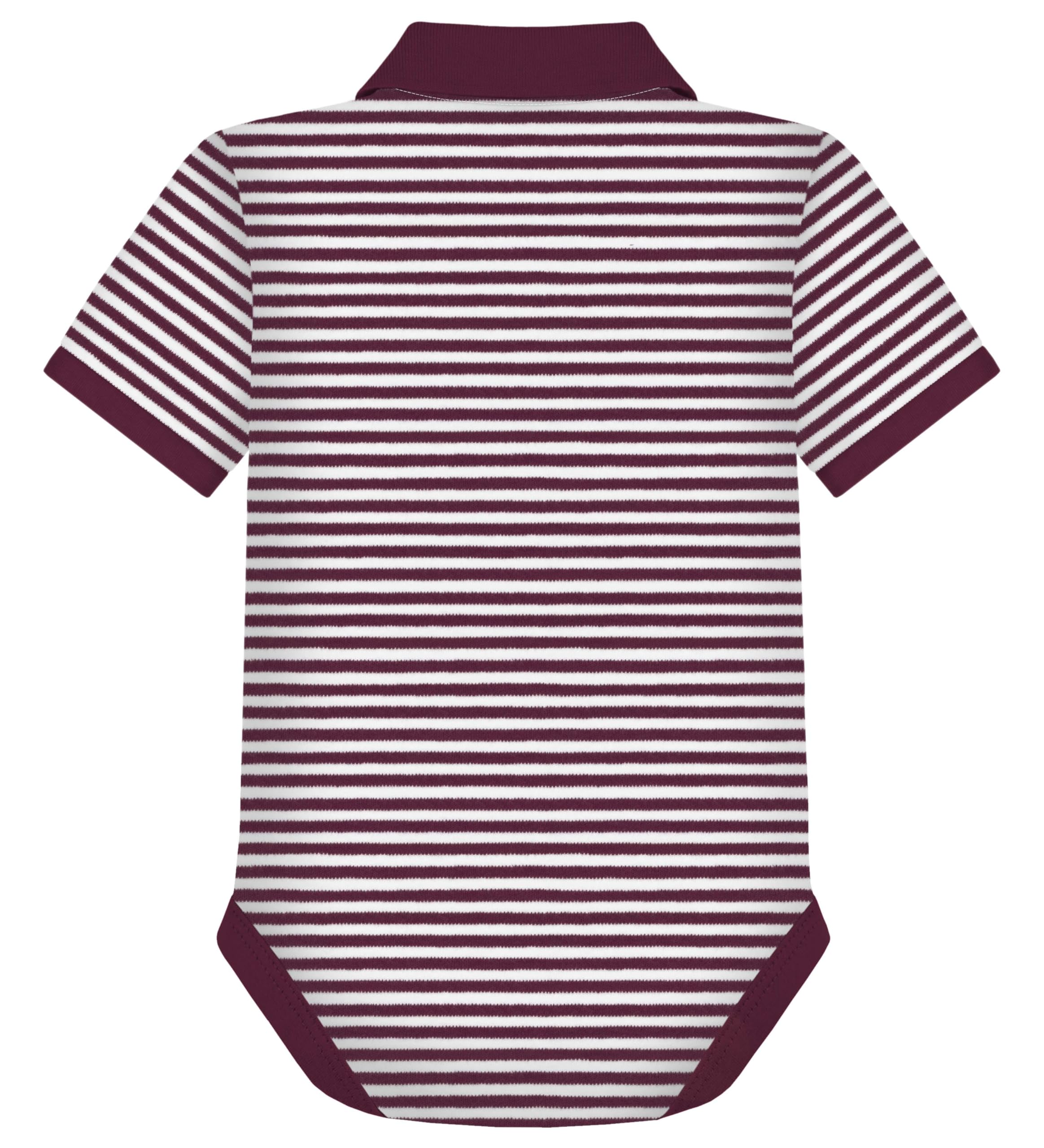 College Baby Harvard University Crest Newborn Striped Polo Bodysuit, Maroon/White, for Boys & Girls, 3-6 Months