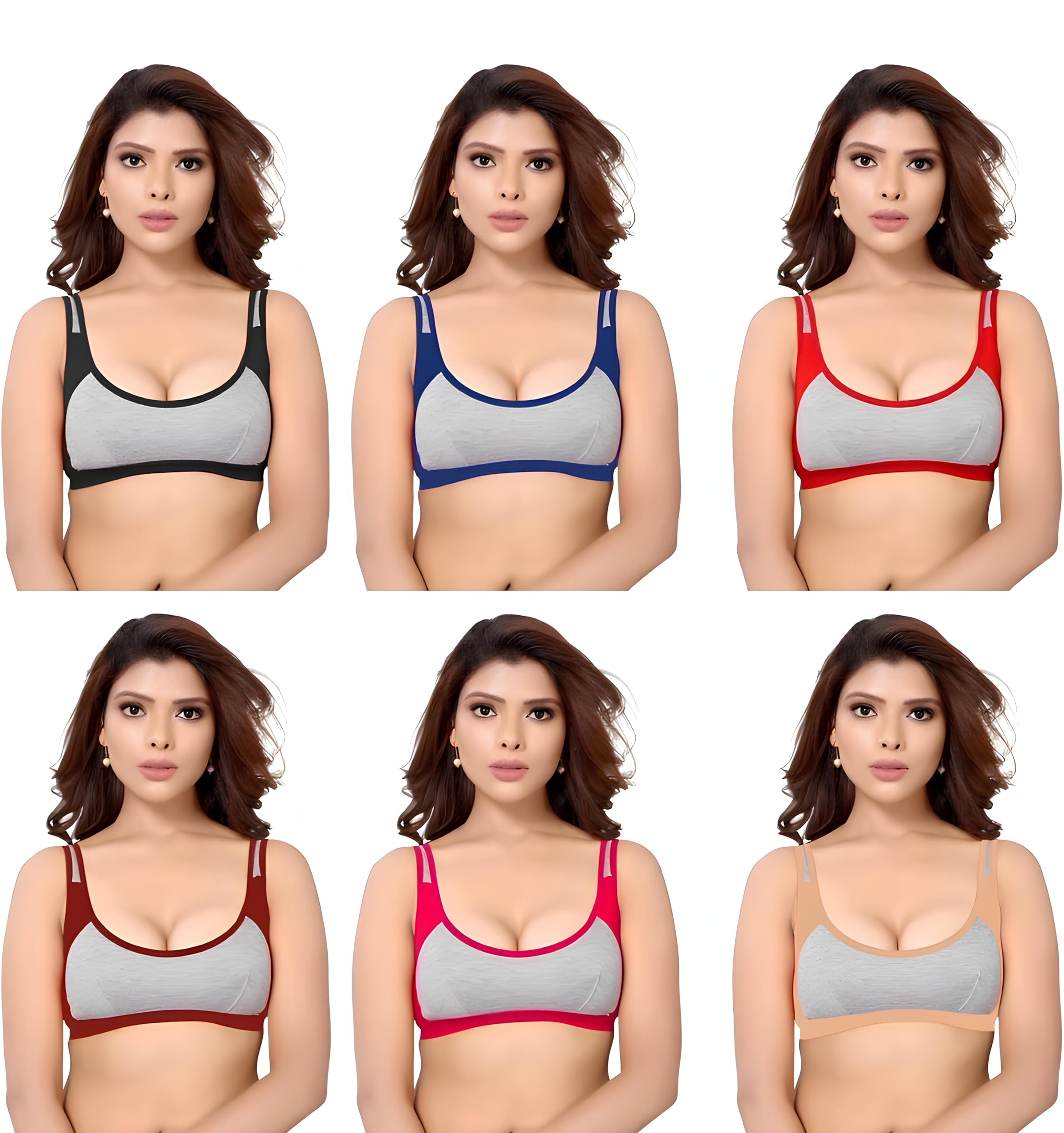 bs bhumika Women's/Girl Non Padded Cotton Yoga, Dance, Gym, Daily Workout, Sports Bra for Women Combo Pack of 6-picture-12