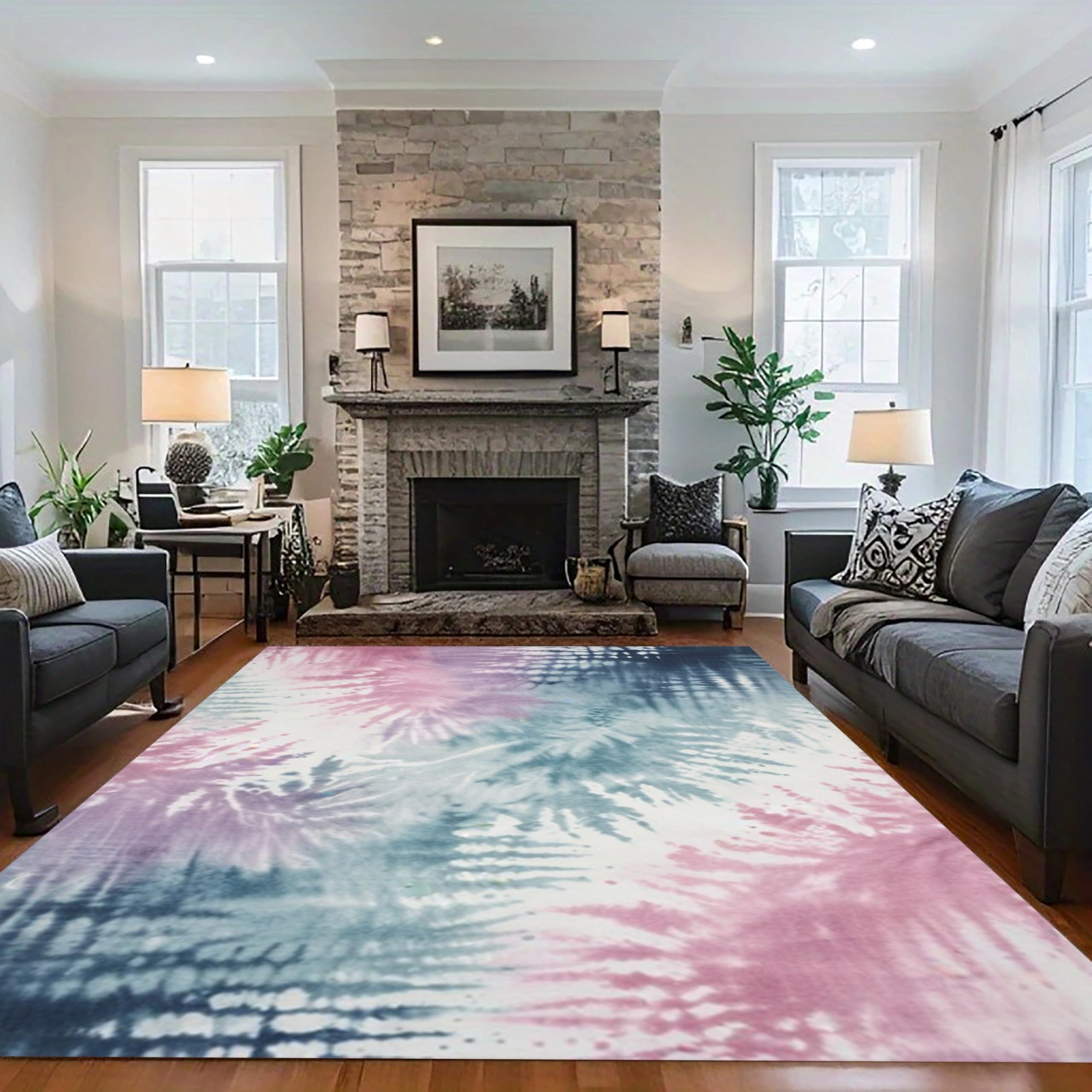 MUOUCTE Abstract Tie Dye Area Rug, 80x150cm Soft and Comfortable Colorful Rendering Art Rugs, Washable and Easy to Clean Room Interior Decoration Carpet, for Living Room Bedroom Balcony Rug