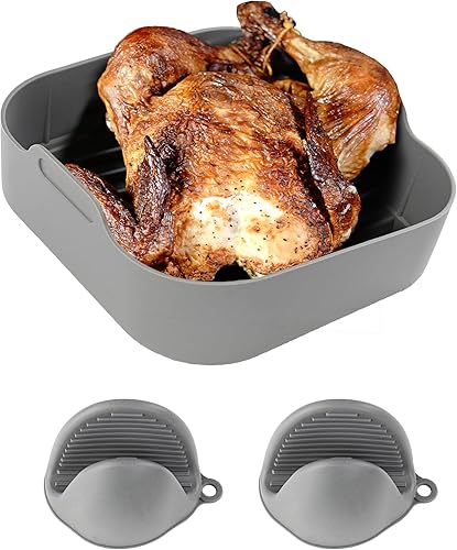 7Penn Forro de silicona reutilizable para freidora de aire de 6.5 cuartos - Forro cuadrado de silicona fácil de limpiar, guantes de silicona