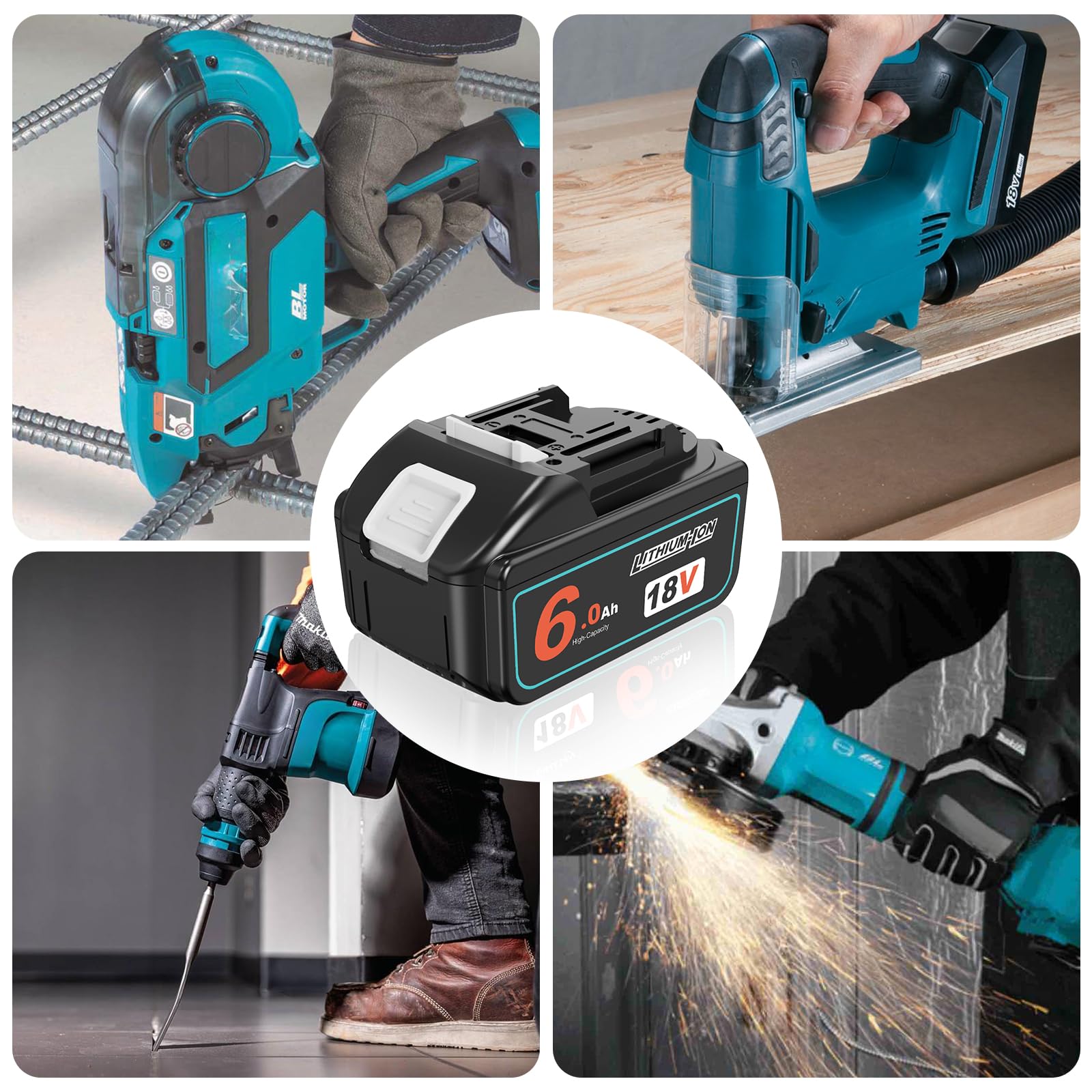 QUPERR 2er-Pack 18V 6,0Ah Akku kompatibel mit Makita 18V Werkzeuge | Mit LED-Ladeanzeige, 6,0Ah Kapazität und intelligentem Schutz vor Überladung, Überhitzung und Kurzschluss