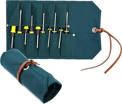 Miniatura 1 de Rollo de cincel multifunción, bolsa de almacenamiento de herramientas de lona encerada resistente de 16 onzas, soporte de herramientas duradero con