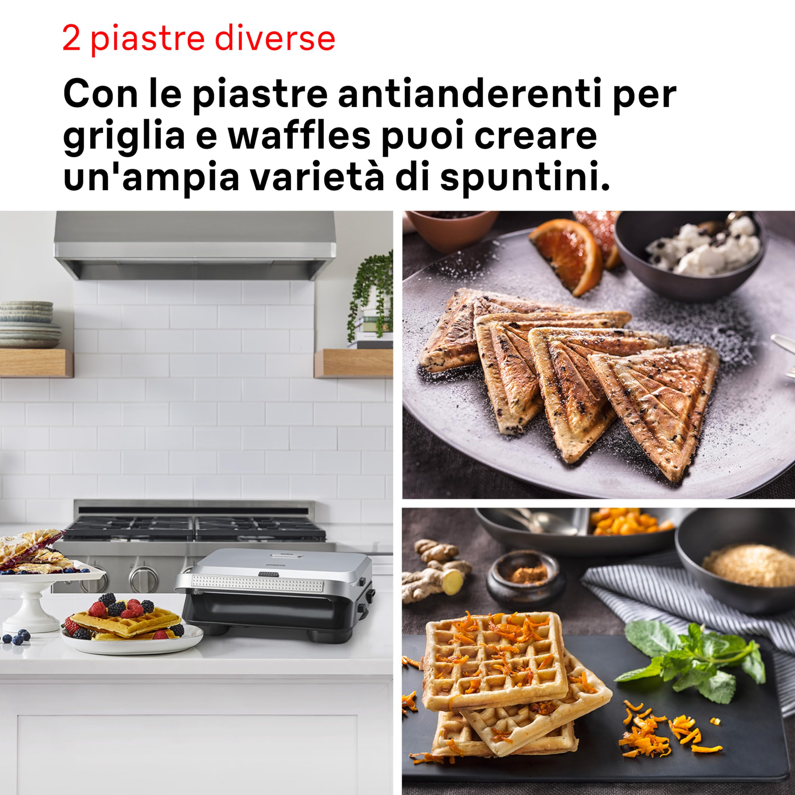 Braun SnackMaker 5 SM5005 - Tostadora para sándwich y gofres, gofres con placas de aluminio fundido a presión, placas extraíbles y bandeja recolectora para lavavajillas, 800 W,