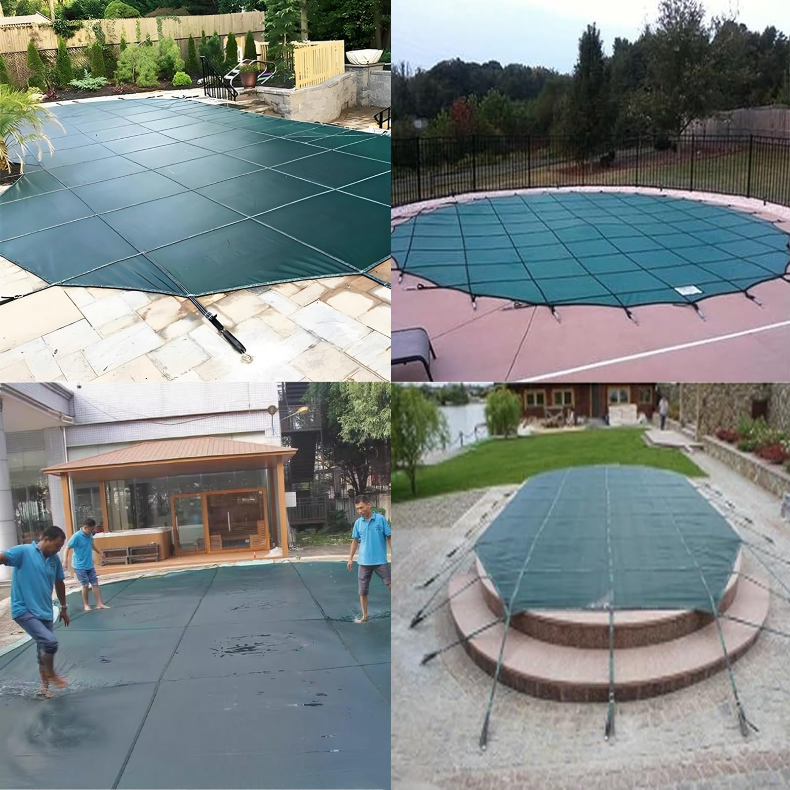 Couverture de Piscine Bâche De Protection Personnalisable pour Piscine Enterrée, Protection Hivernale Ronde pour Piscine De 0,9-10,7m De Diamètre, Prévention des Noyades(Blue,2.1m(7 ft))