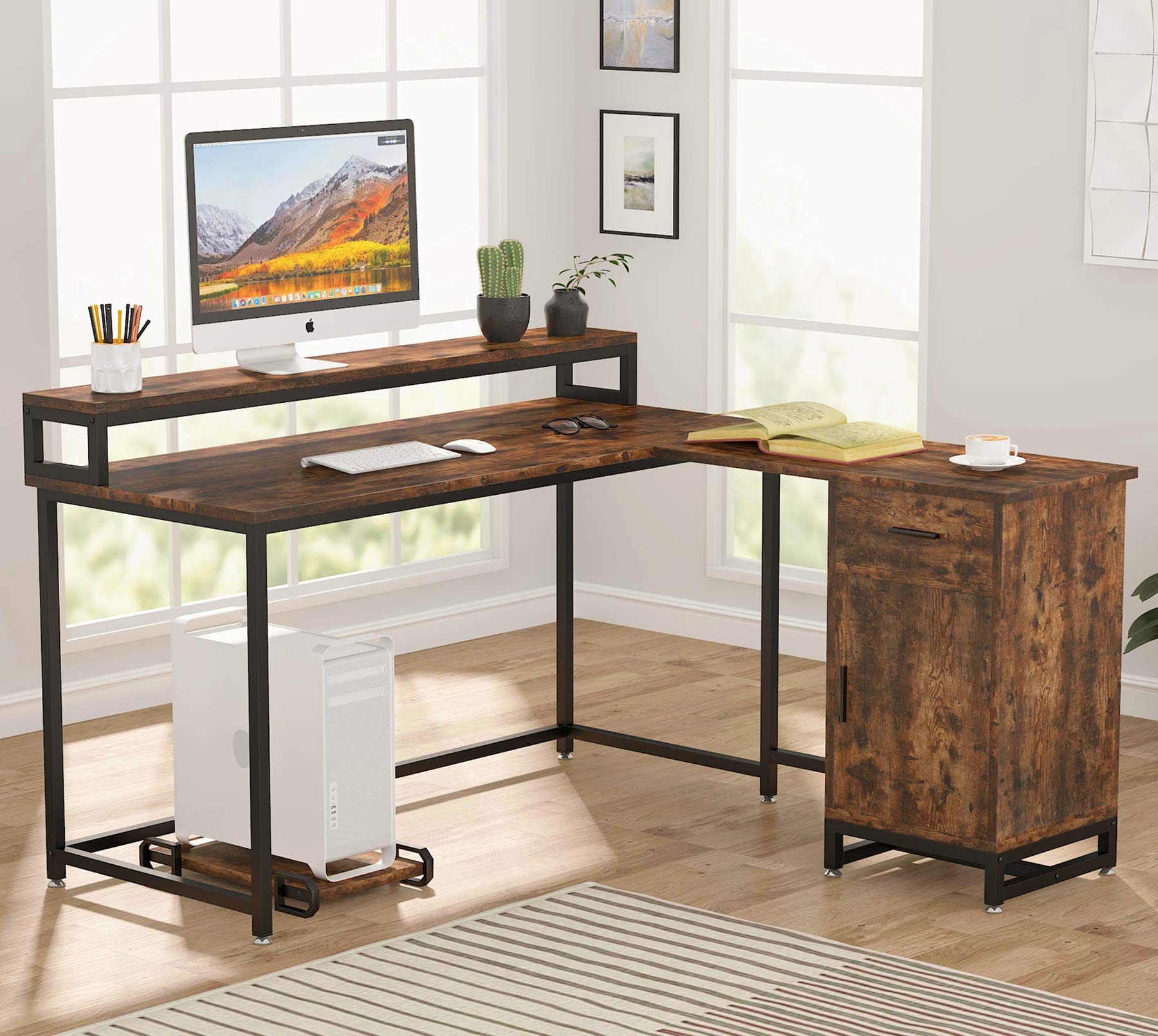 Buy Tribesigns L Shaped Computer Desk,55 inches Office Corner Desk with