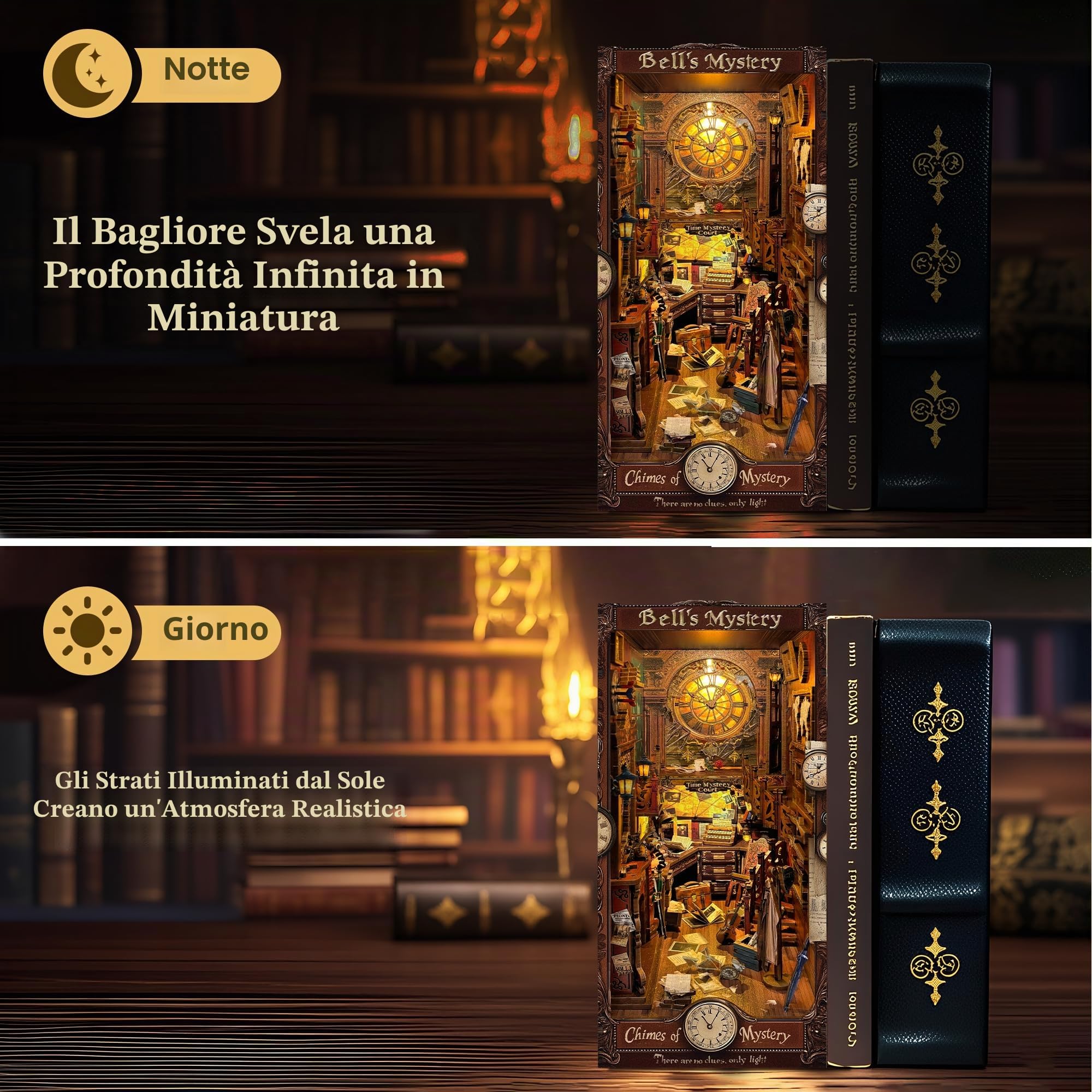 CRIOLPO Kit Book Nook DIY per Adulti - Casa in Miniatura con Luci LED da Montare, Modellismo 3D Creativo per Decorare Librerie - Regalo Originale per Appassionati di Fai da Te