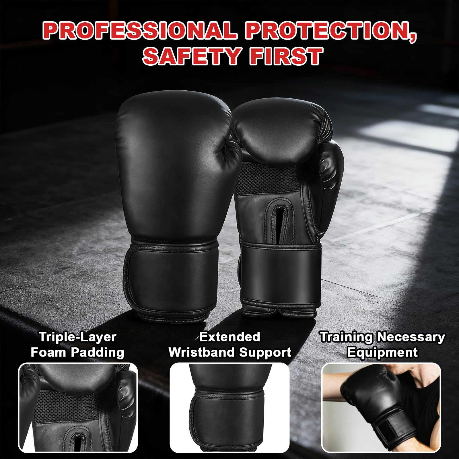 Sac de Frappe Adultes, Qoosea 120cm Lourd Sac de Boxe avec Gants et Bandage de Boxe, Suspension Punching Ball pour Entraînement de Kickboxing, MMA Karaté Taekwondo Idéal Cadeau- Non Rempli