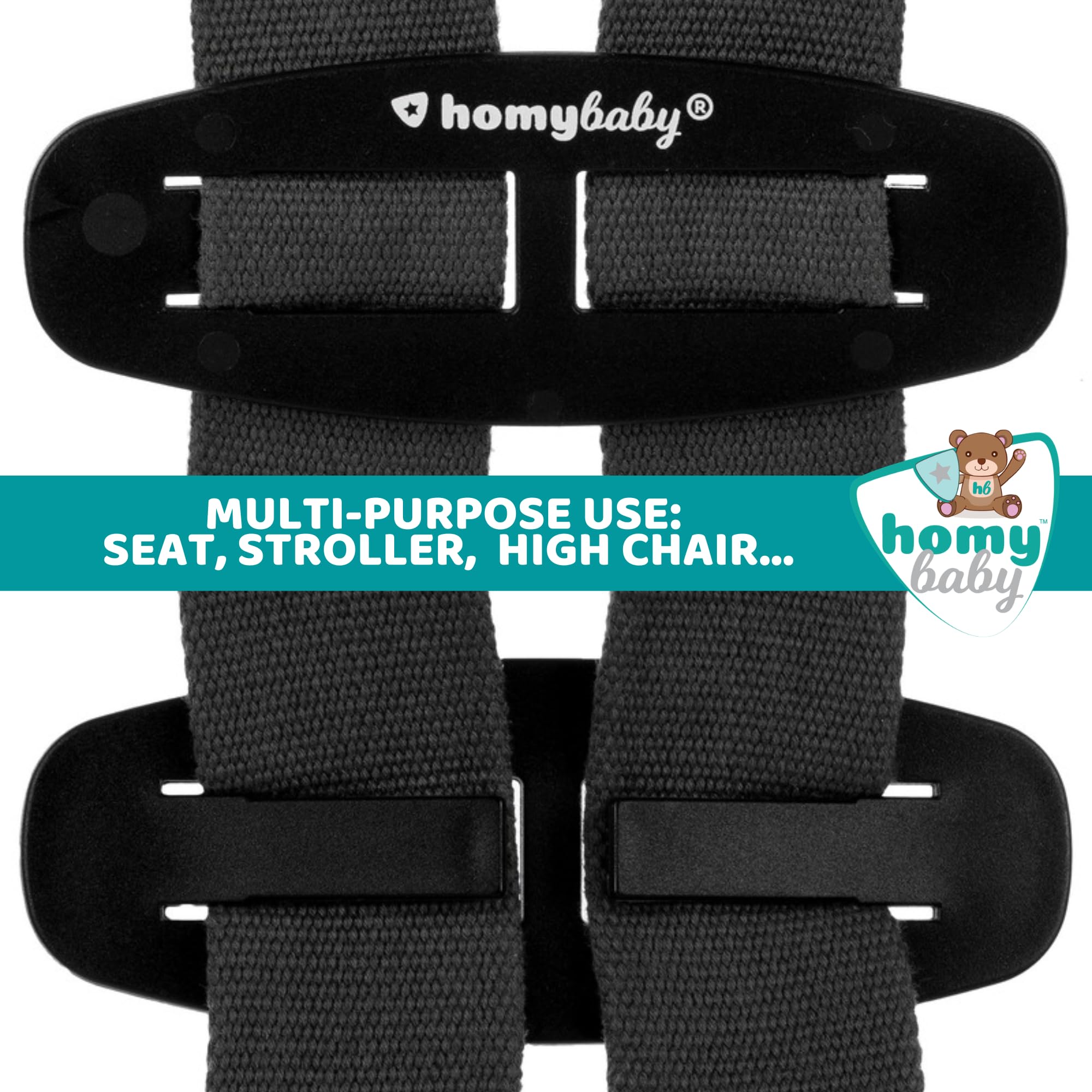 HOMYBABY® Fibbia di Sicurezza per Bambini – Clip Antisfuggimento per Imbracatura – Ferma Bretelle per Seggiolone e Passeggino – Impedisce al Bambino di Sfilarsi