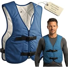 PCM Ice Vest for Men and Women - Adjustable Cooling Vest - Freezes in 30 Min - Special Phase Change Material (PCM) that Freezes Anywhere under 64Deg (Blue)
