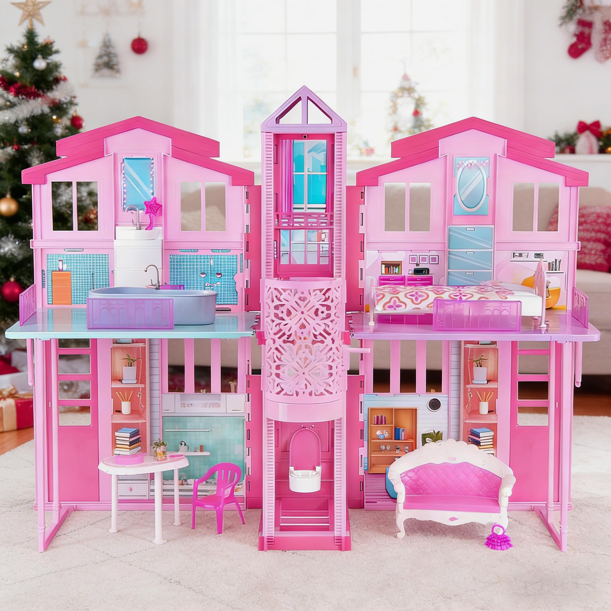 Amazon.com: Dreamy Doll House, Dollhouse Playhouse with Large