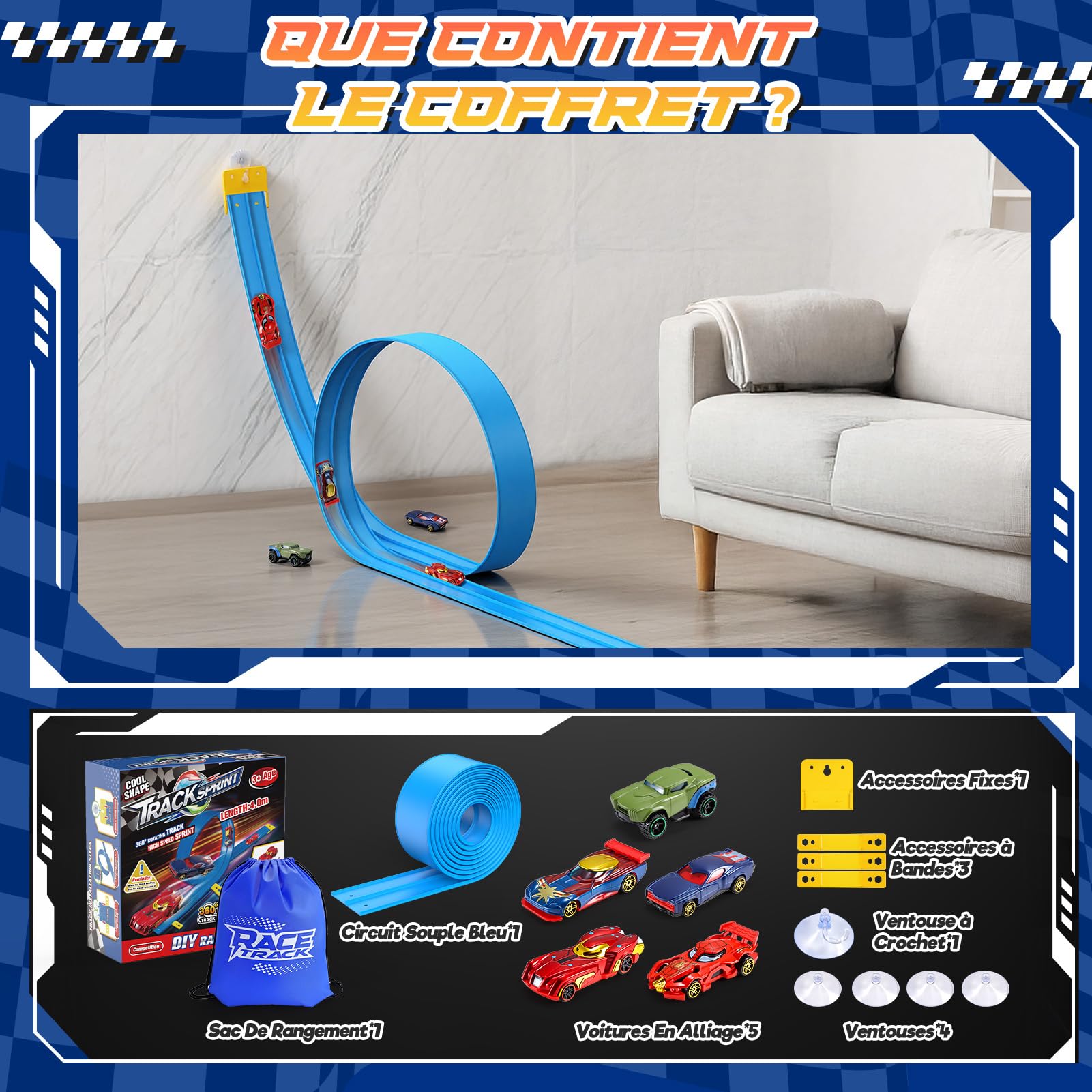 Circuit Flexible Voiture Enfant 3 4 5 6 7 8 Ans, Cadeau Enfant 3-8 Ans Garcon Circuit De Voiture Jouet Garcon 3-8 Ans Piste Voiture Flexible Jeu Garcon Cadeau Anniversaire Fille 3 4 5 6 7 8