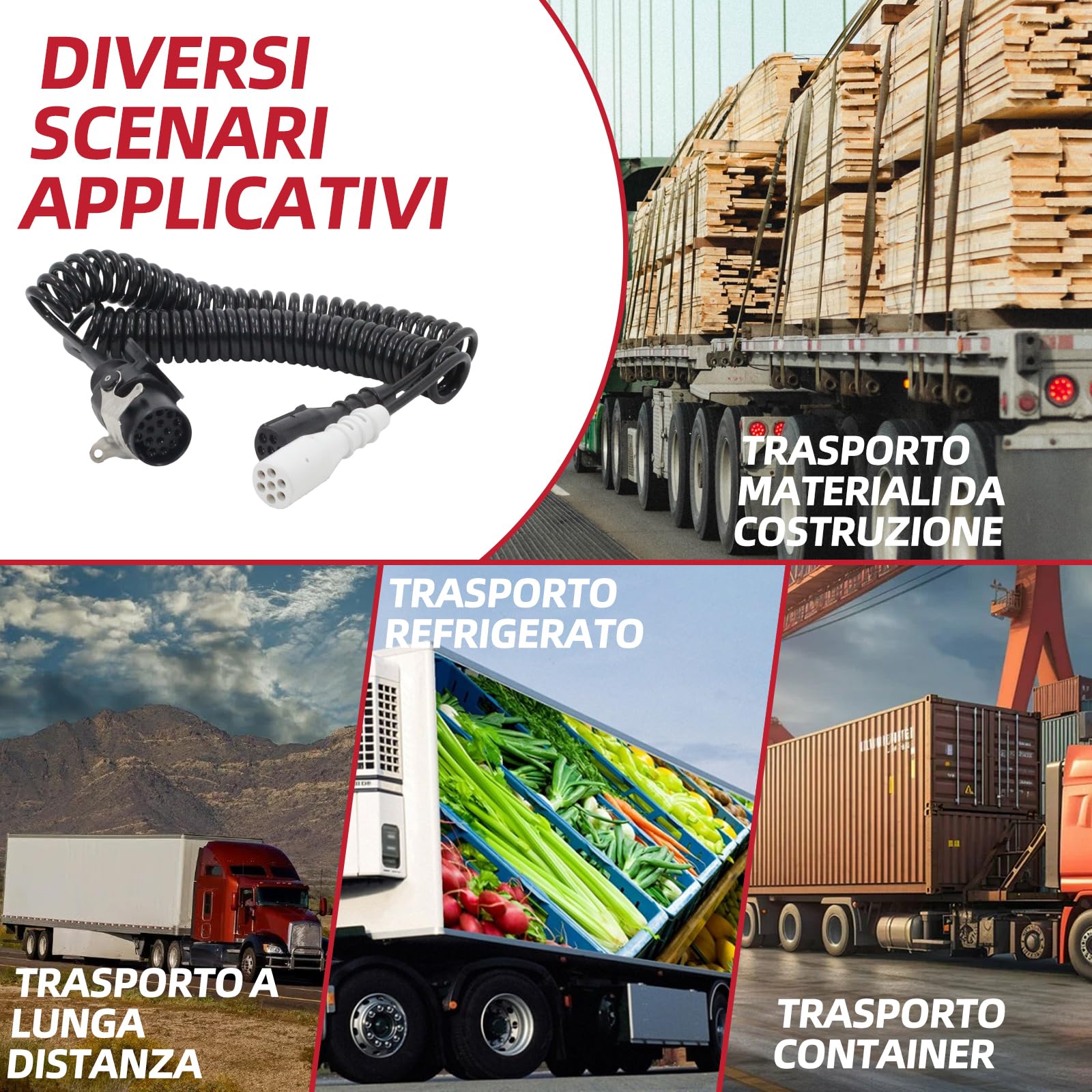Adattatore a spirale elettrica, 24 V, 15 poli a 2 x 7 poli, cavo a spirale per camion, rimorchio, trattore