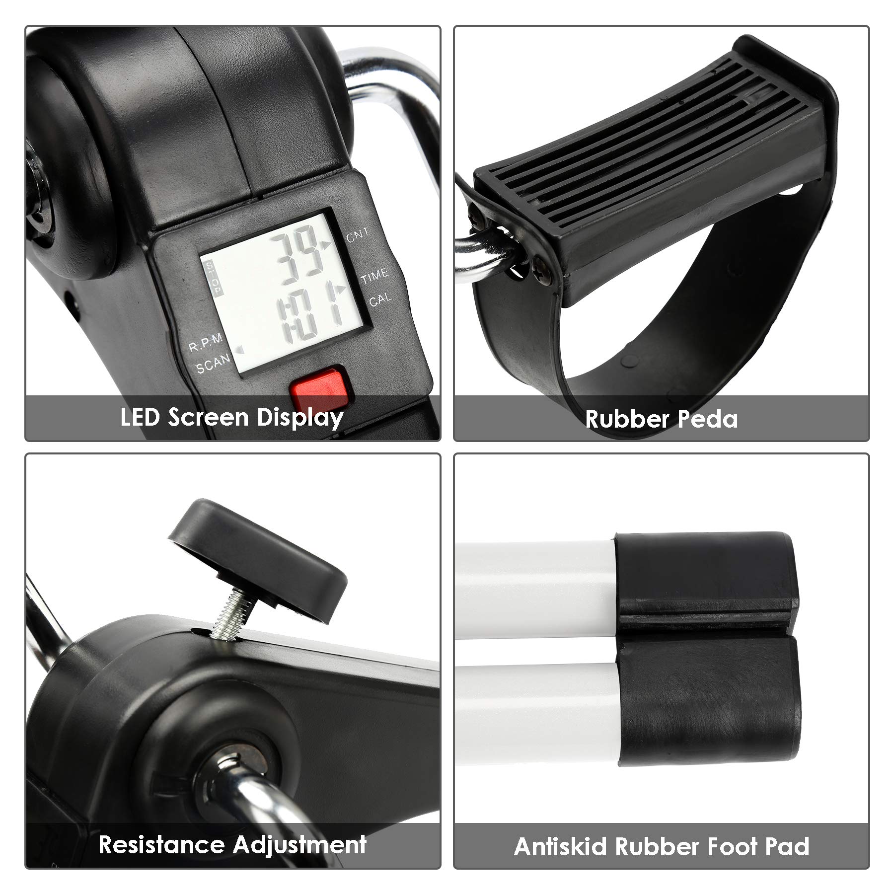 Sonnewelt Cyclette, mini cyclette con monitor LCD, braccia e gambe, pedali, per allenamento di resistenza, resistenza regolabile, per allenamento di movimento, per casa, ufficio