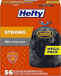 Hefty Strong Large Trash Bags, 30 Gallon, 56 Count