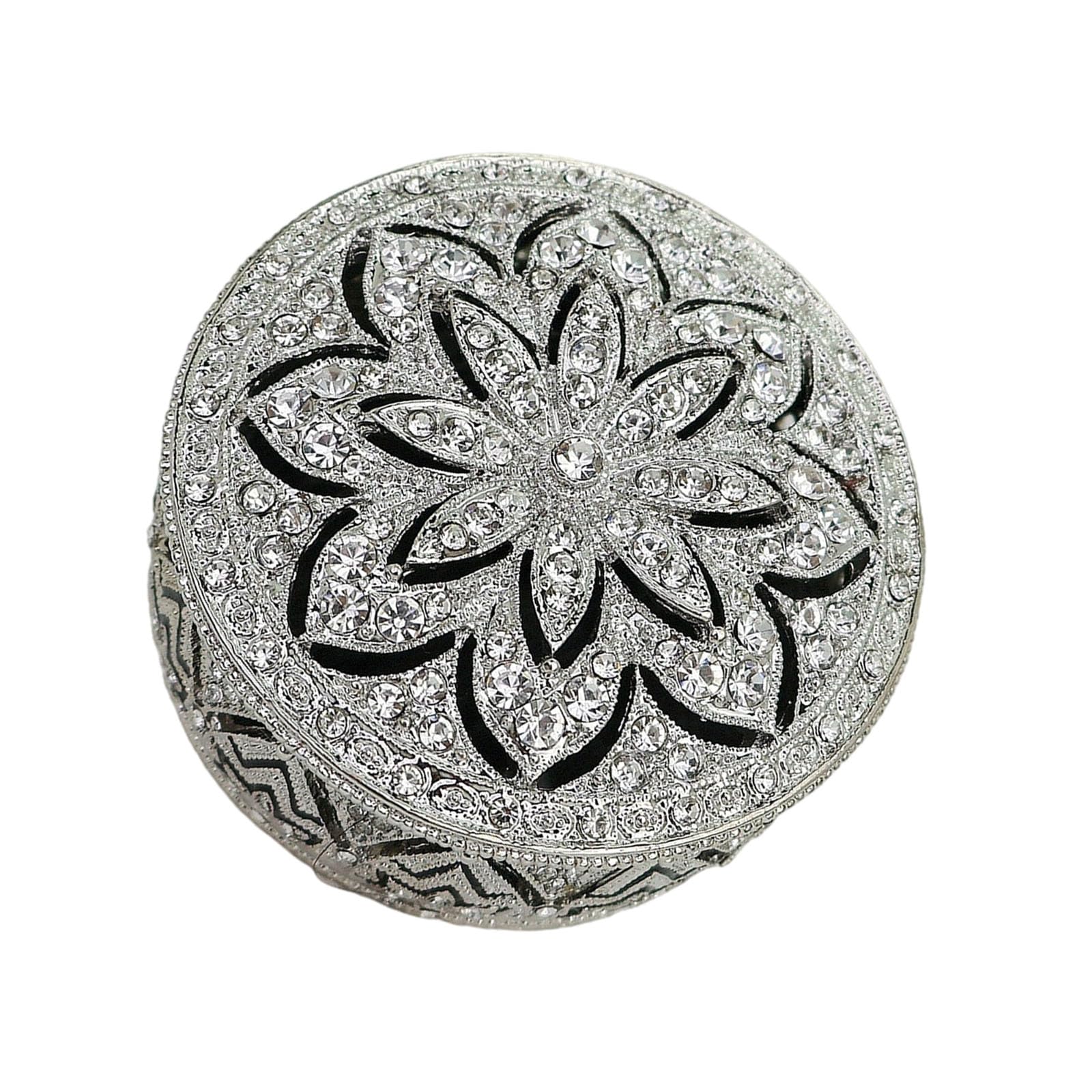 Kaeltsyn Decorative Jewelry Box Metal Trinket Holder with Floral Pattern, Round Small Organizer for Earrings Necklace Storage Dresser Case
