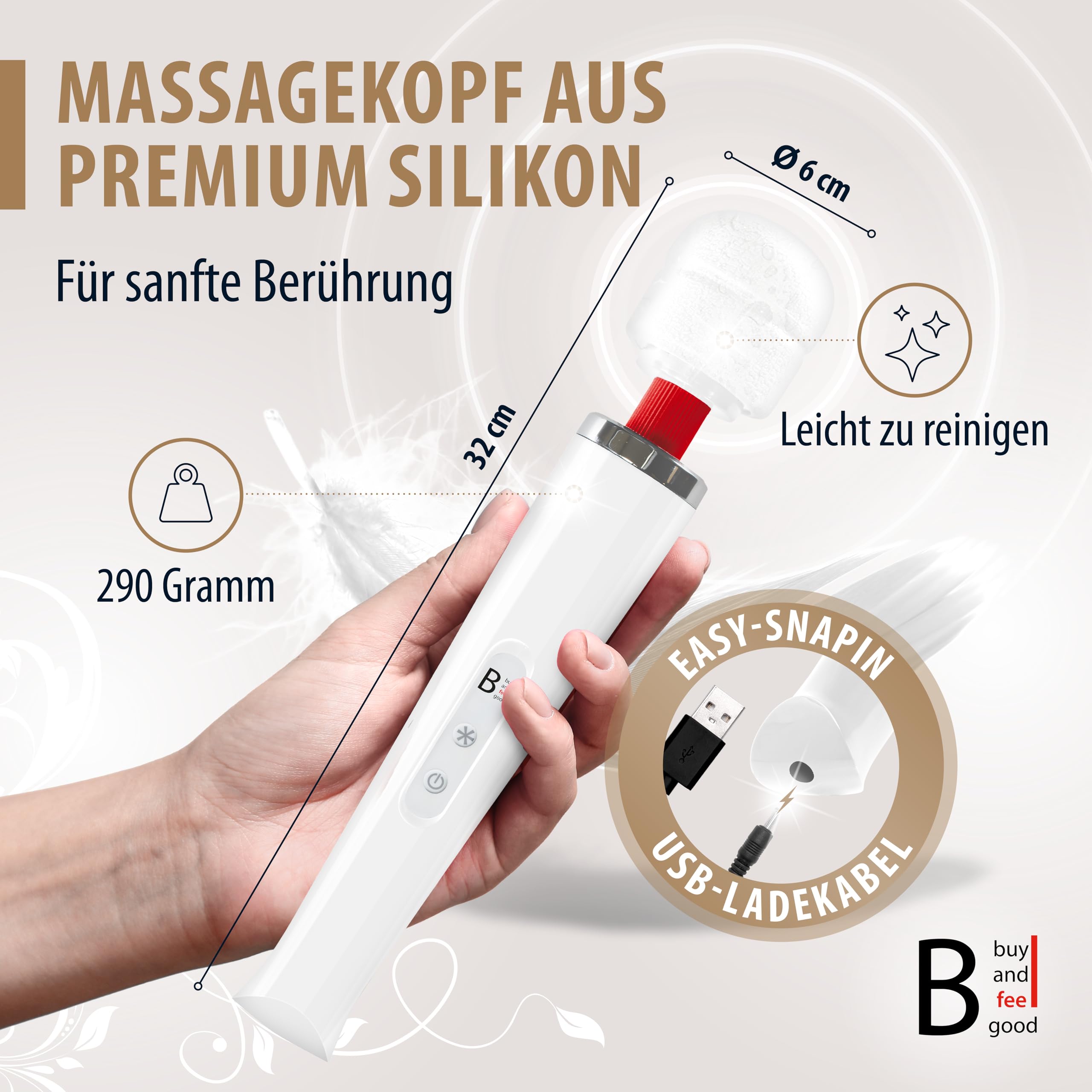 L'ORIGINALE di "BuyAndFeelGood" massaggiatore vibratori a bacchetta magica con 20 Vario/10 Velocità - Vibratore clitorideo per Lei con Stimolazione del Clitoride - bianco