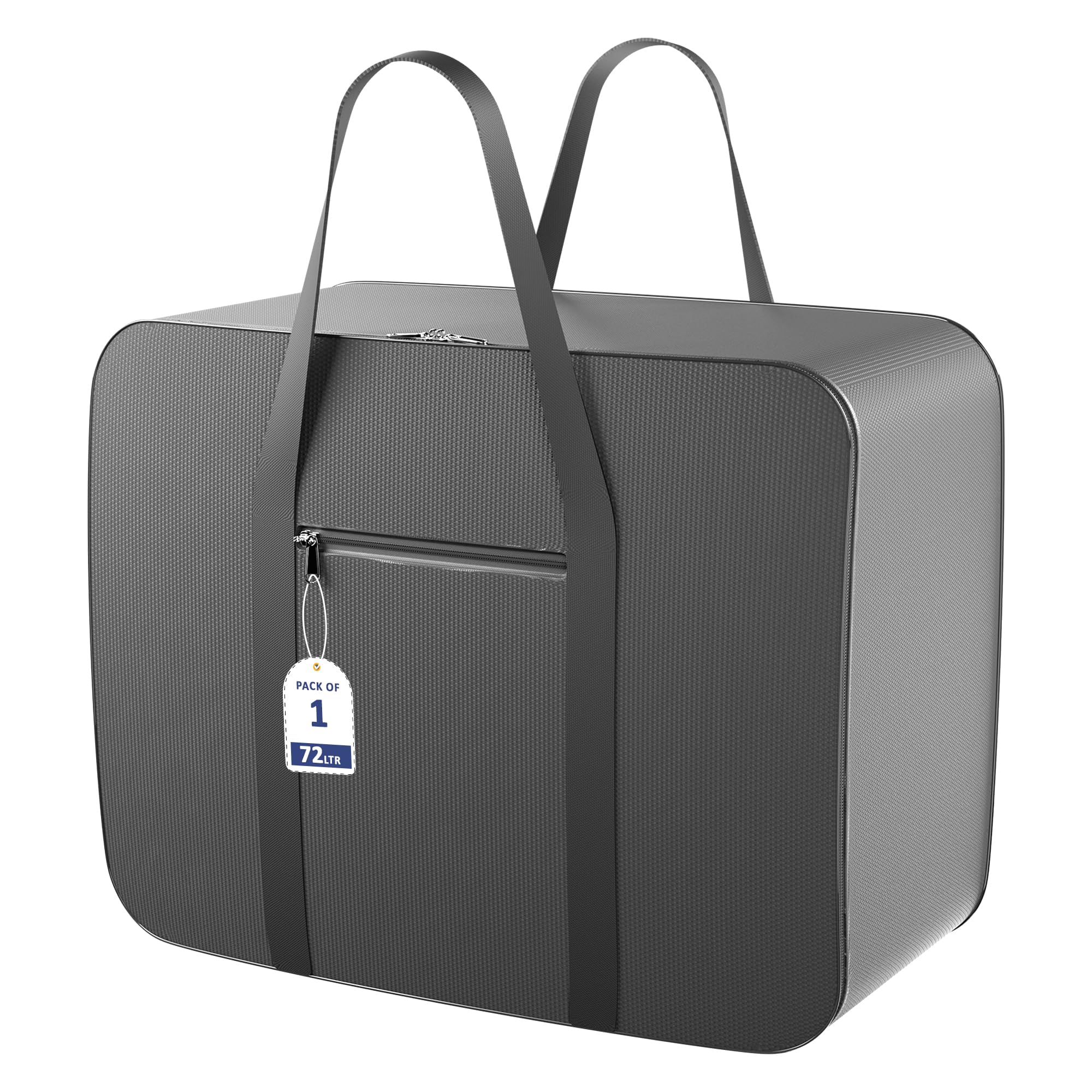Kuber Industries Storage Bag | Clothes Storage Bag | Rexine Underbed Storage Bag | Wardrobe Organizer for Blanket-Comforters | Foldable Attachi Bag with Handle | Large | Grey-image-24