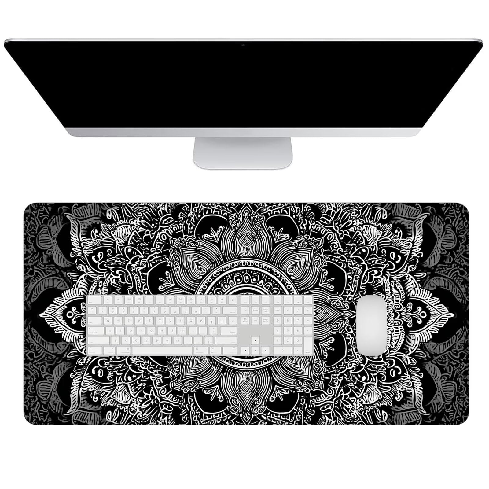 Gamingowa podkładka pod mysz XXL – duża podkładka pod mysz, 1400 x 600 x 3 mm, abstrakcyjna podkładka na stół, mandala, duża, poprawia precyzję i prędkość, antypoślizgowa podkładka, wodoodporna