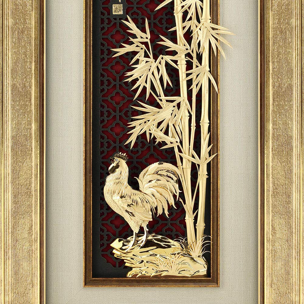 Amazon.co.jp: 頭の彫刻像 3D竹絵画24K金箔壁の写真壁アートの写真家の