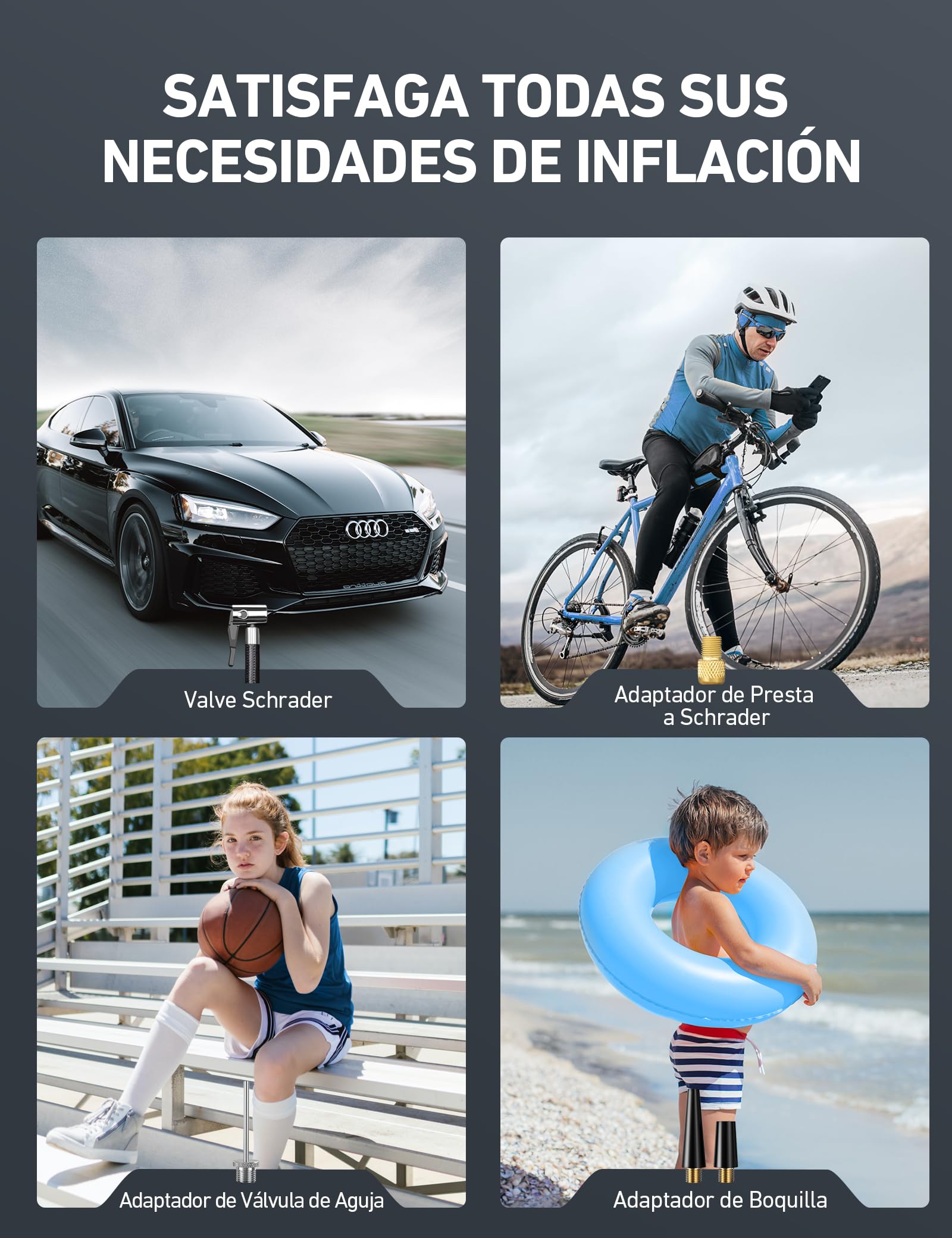 AstroAI Inflador Ruedas Coche Digital 12V, Compresor Aire Portátil 150 PSI, Hinchador Neumáticos Eléctrico Multiuso con Pantalla LCD y Luz LED Apagado Automático para Coche, Bicicleta, Moto y Etc.